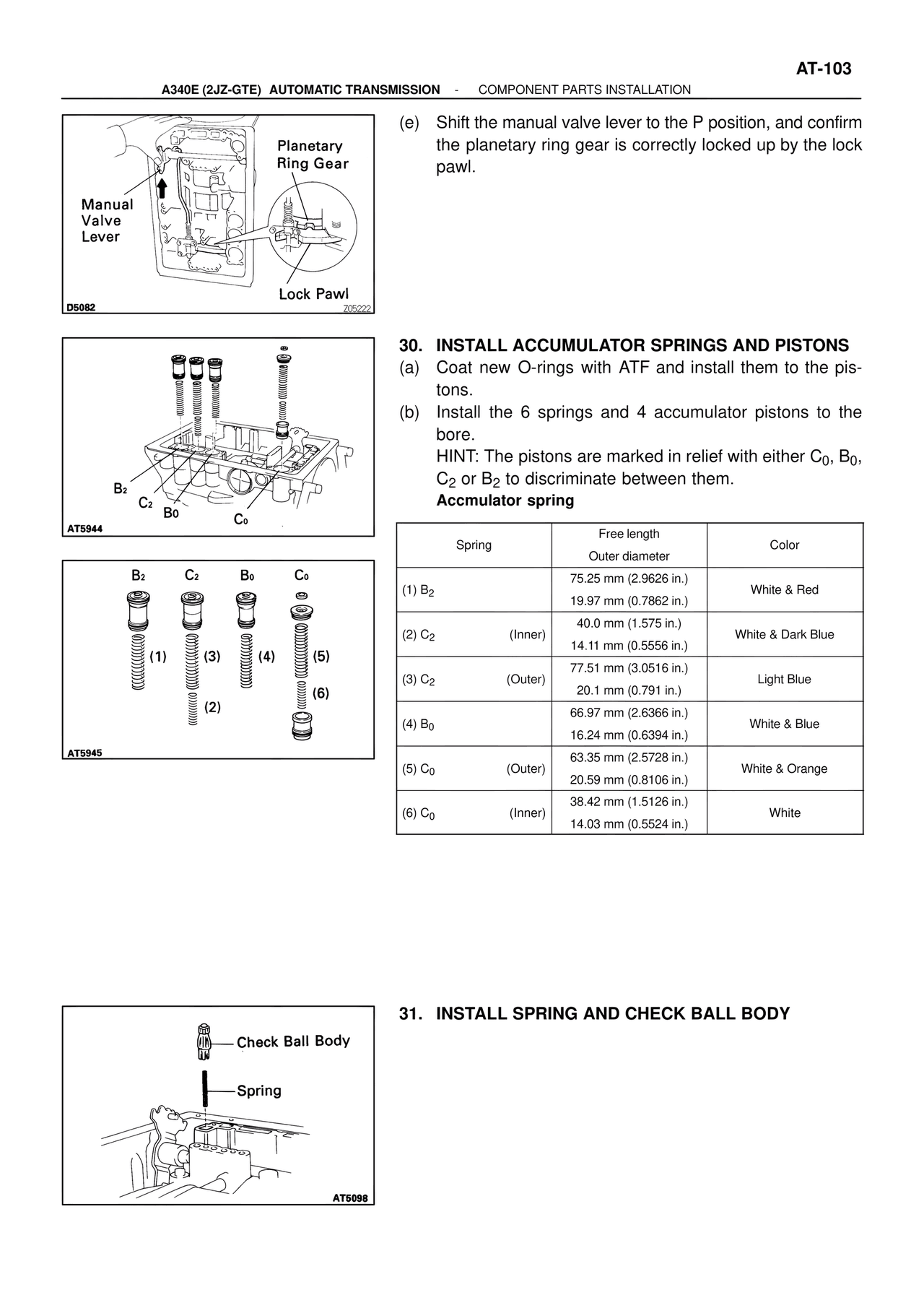 Install Accumulator Springs and Pistons — MK4 Supra ATM Unit Repair, page 140