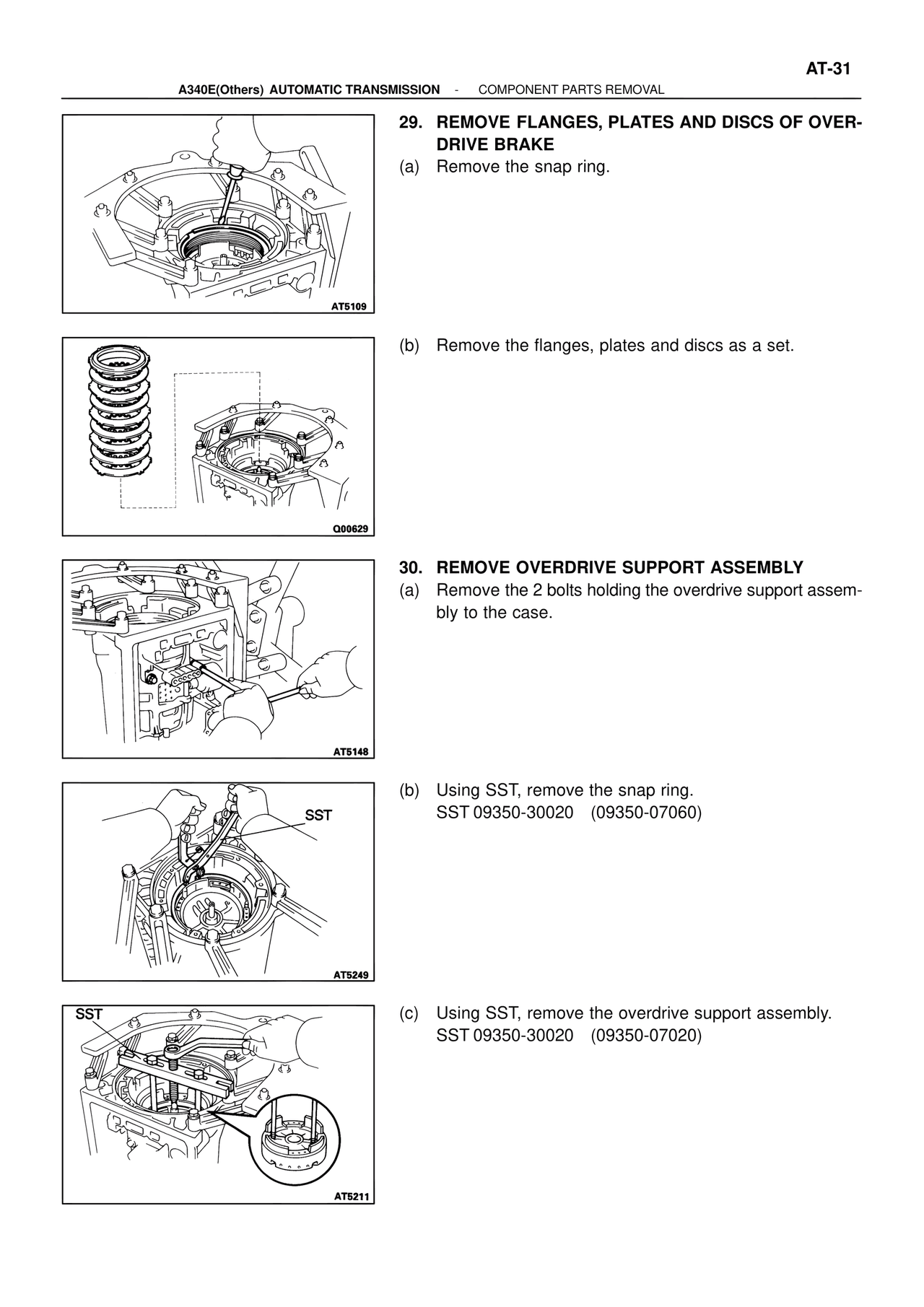 Remove Flanges, Plates and Discs of Over-Drive Brake — MK4 Supra ATM Unit Repair, page 177