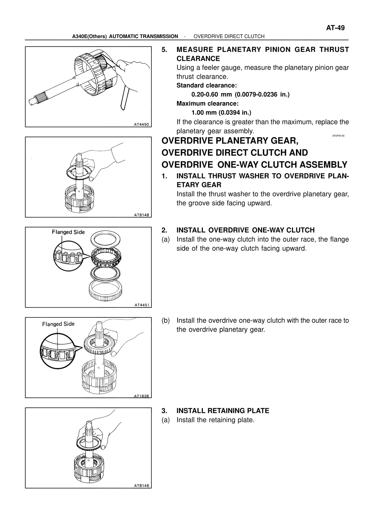 Overdrive Planetary Gear, Overdrive Direct Clutch and Overdrive One-Way Clutch Assembly — MK4 Supra ATM Unit Repair, page 195