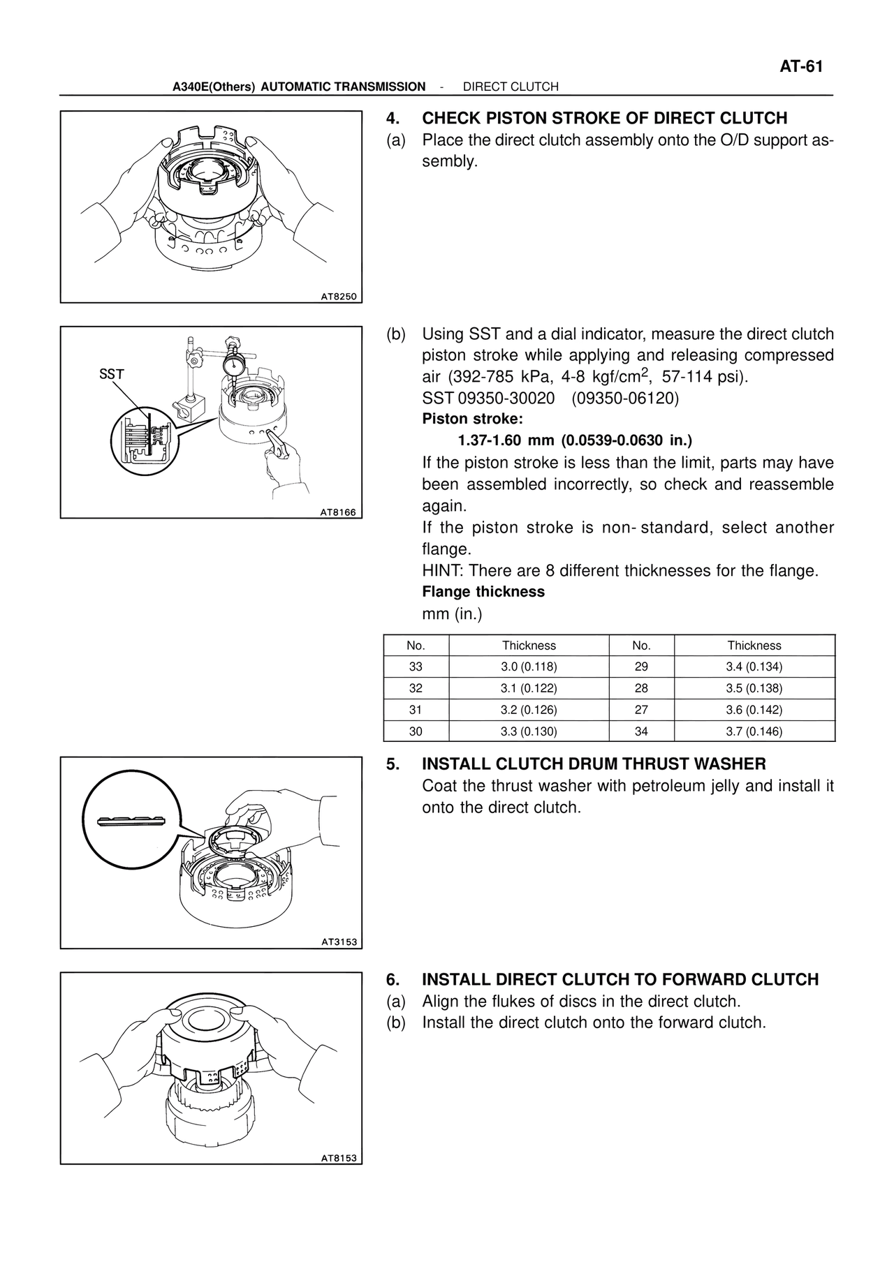 Check Piston Stroke of Direct Clutch — MK4 Supra ATM Unit Repair, page 207