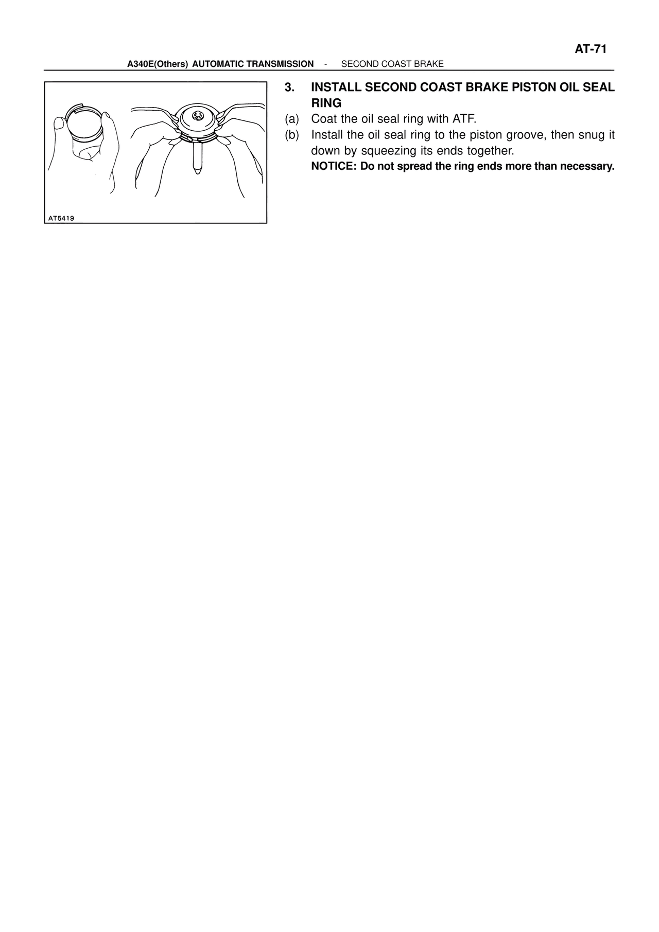 Install Second Coast Brake Piston Oil Seal Ring — MK4 Supra ATM Unit Repair, page 217