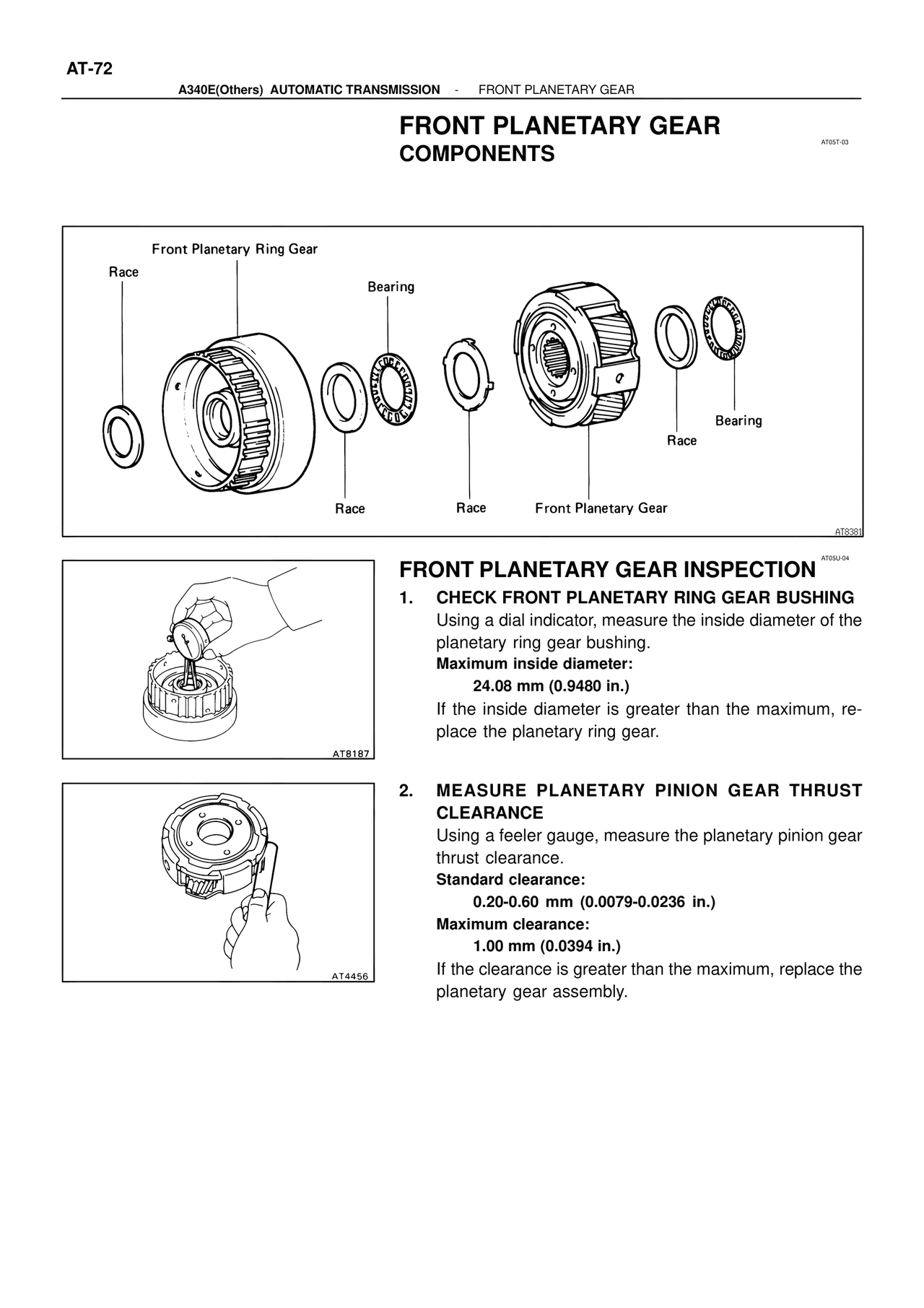 Front Planetary Gear Components — MK4 Supra ATM Unit Repair, page 218