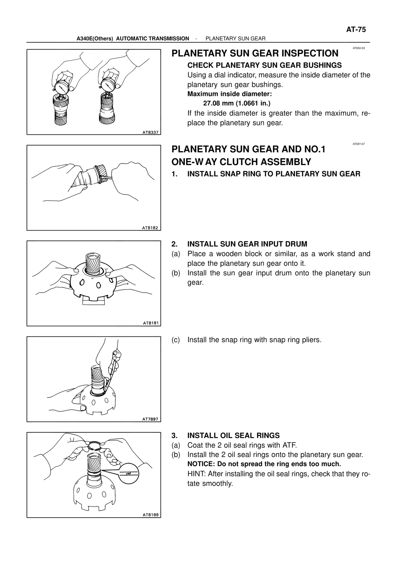 Planetary Sun Gear Inspection — MK4 Supra ATM Unit Repair, page 221