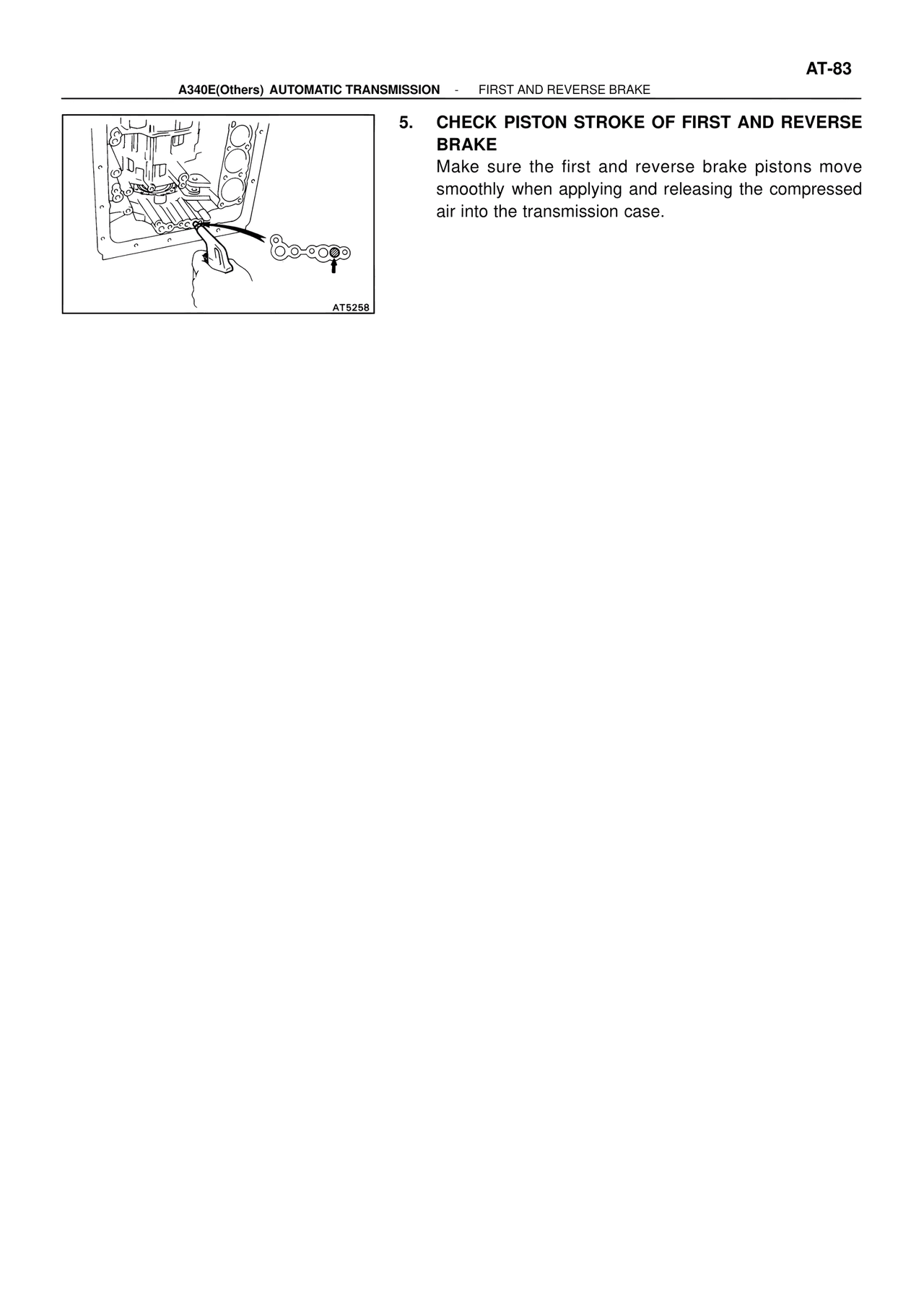Check Piston Stroke of First and Reverse Brake — MK4 Supra ATM Unit Repair, page 229