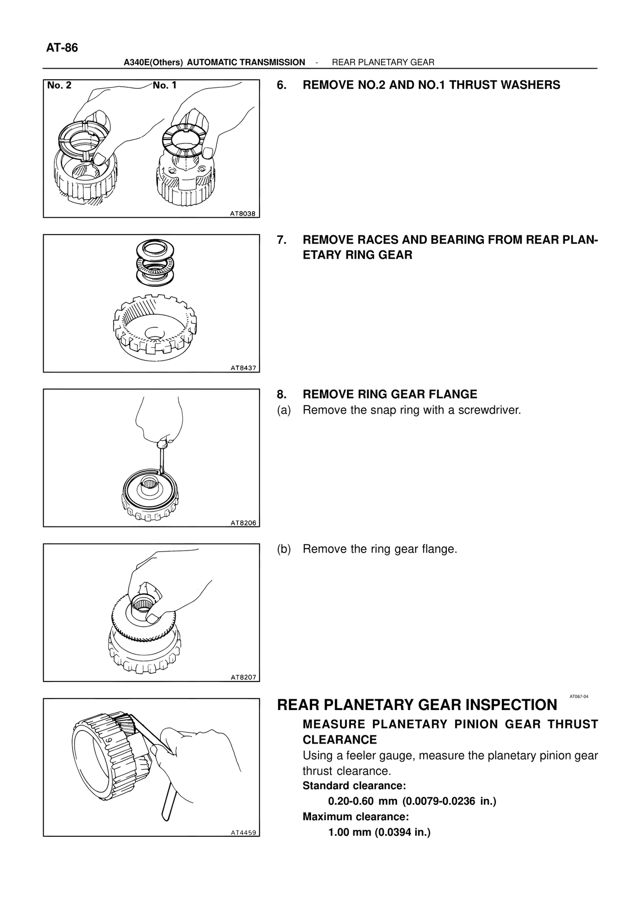Rear Planetary Gear Inspection — MK4 Supra ATM Unit Repair, page 232