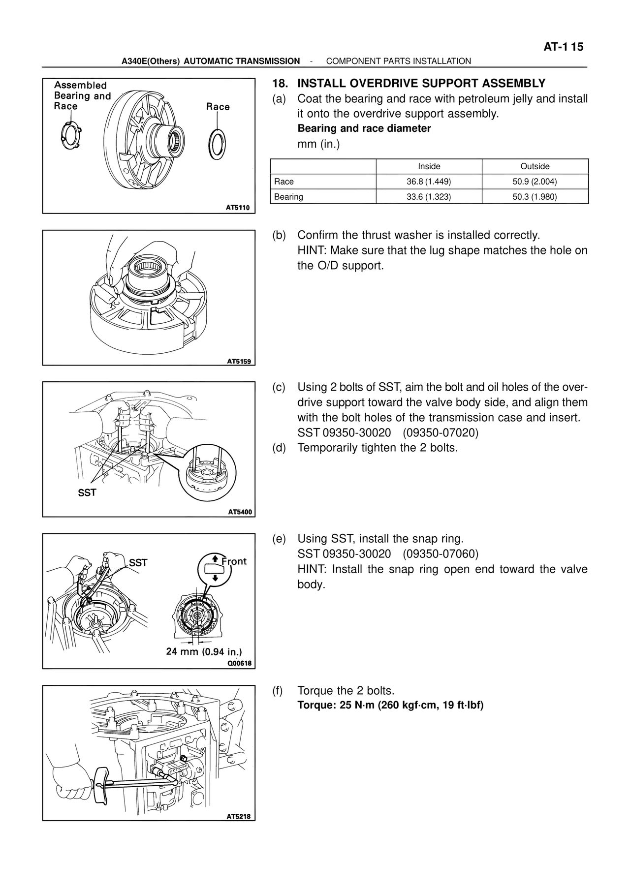 Install Overdrive Support Assembly — MK4 Supra ATM Unit Repair, page 261