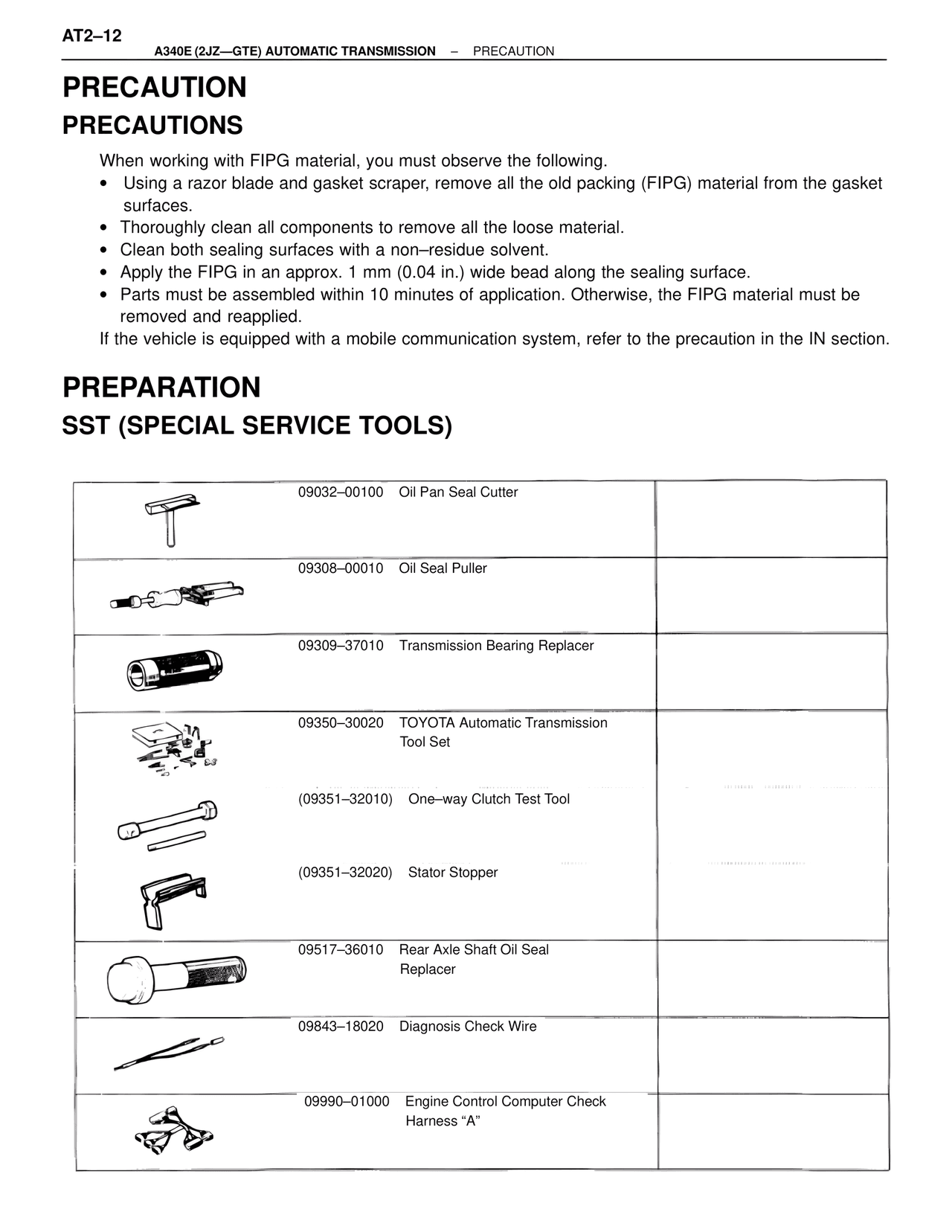 Precaution — MK4 Supra A340 Automatic Trans (GTE), page 12