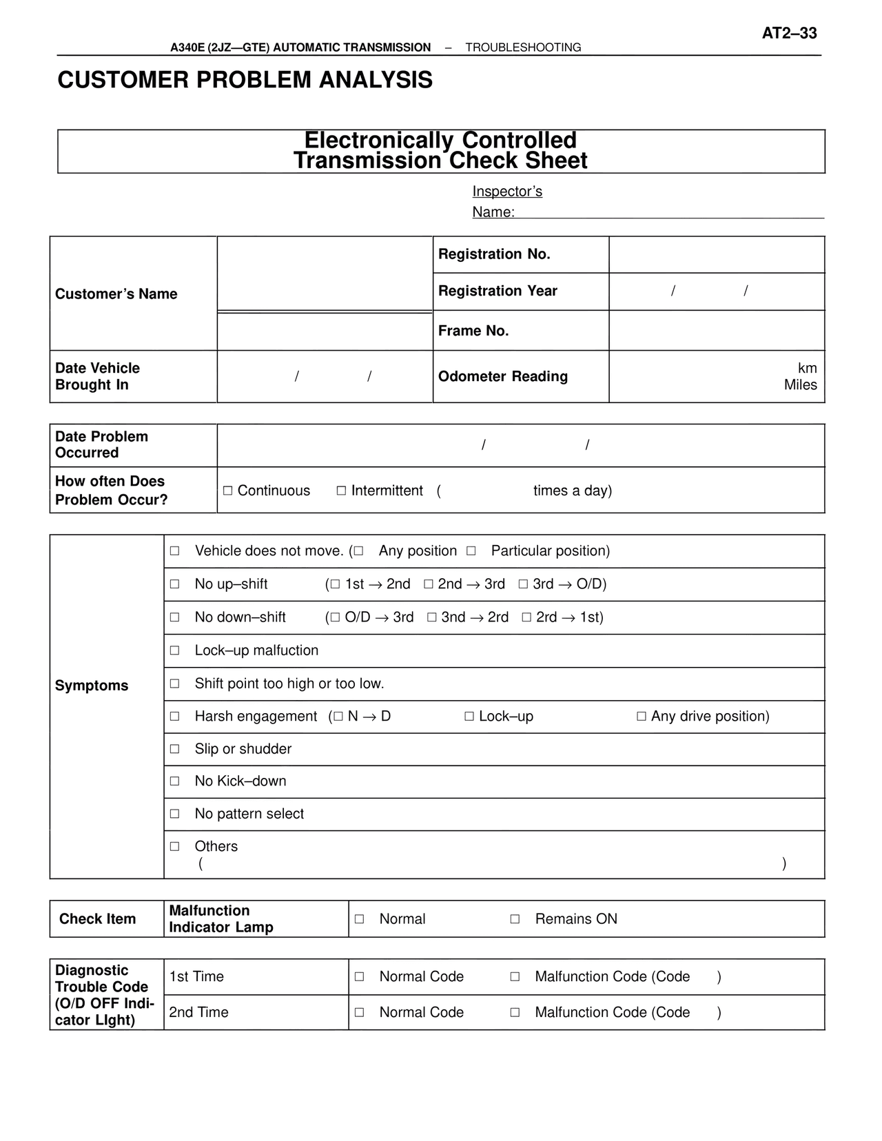 Customer Problem Analysis — MK4 Supra A340 Automatic Trans (GTE), page 33