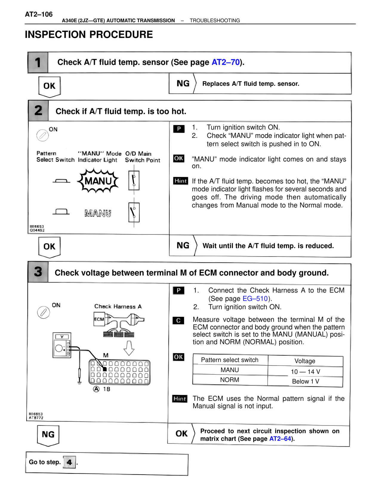 Inspection Procedure — MK4 Supra A340 Automatic Trans (GTE), page 106
