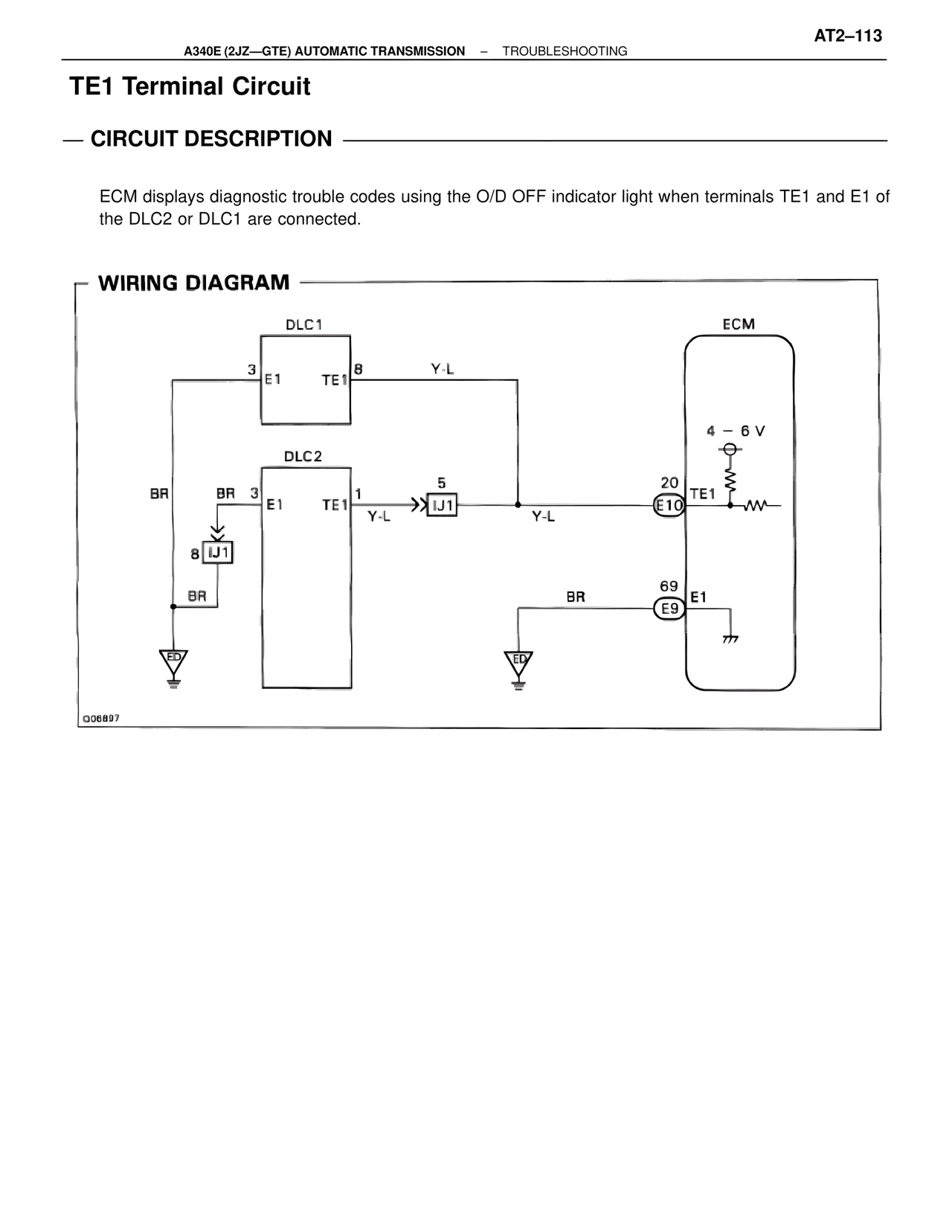 TE1 Terminal Circuit — MK4 Supra A340 Automatic Trans (GTE), page 113