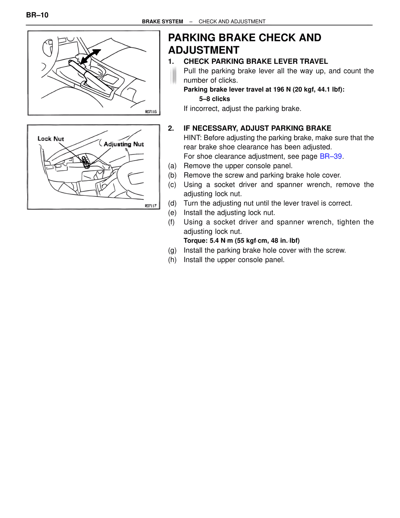 Parking Brake Check and Adjustment — MK4 Supra Brakes, ABS & TRAC Systems, page 10