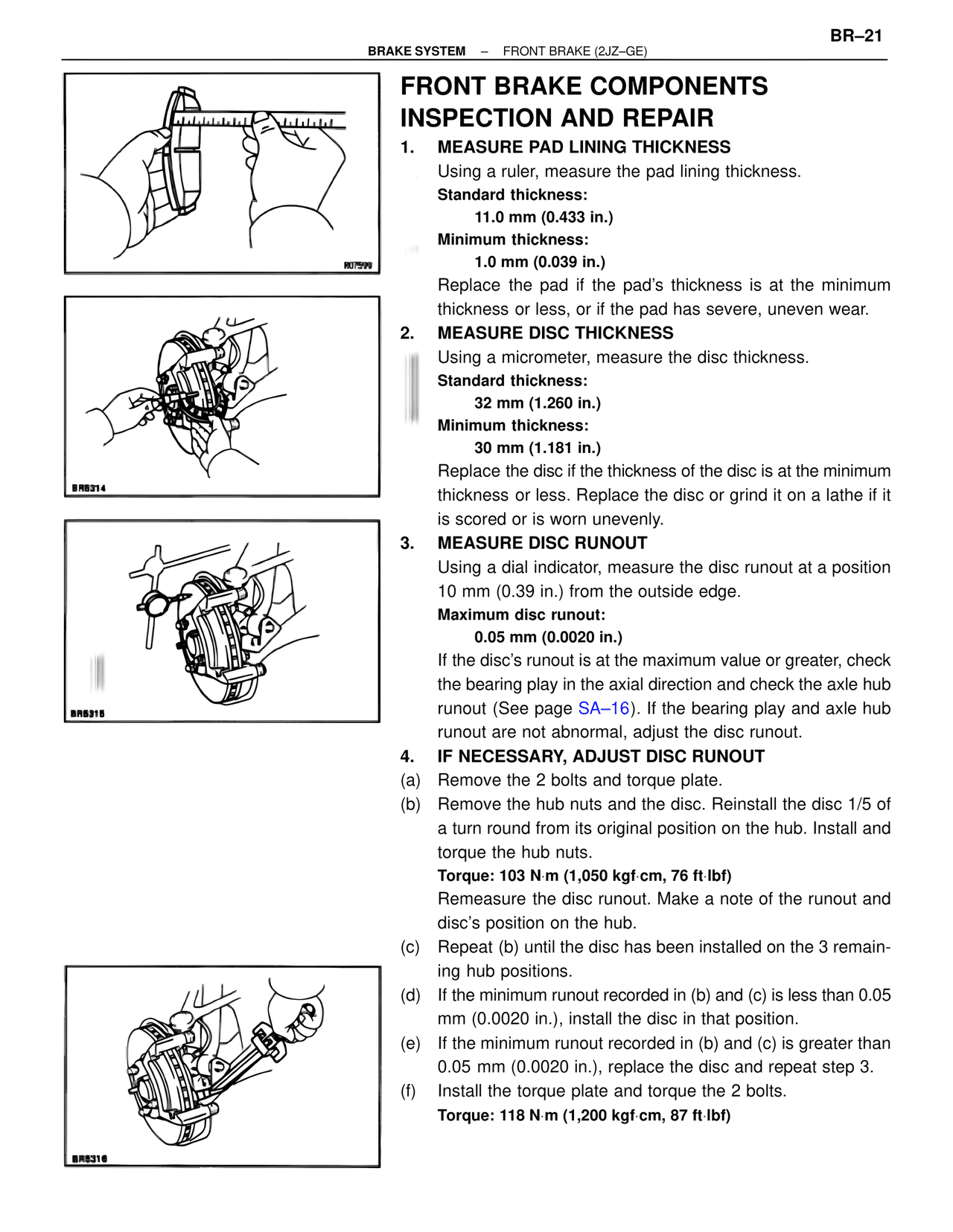 Front Brake Components Inspection and Repair — MK4 Supra Brakes, ABS & TRAC Systems, page 21
