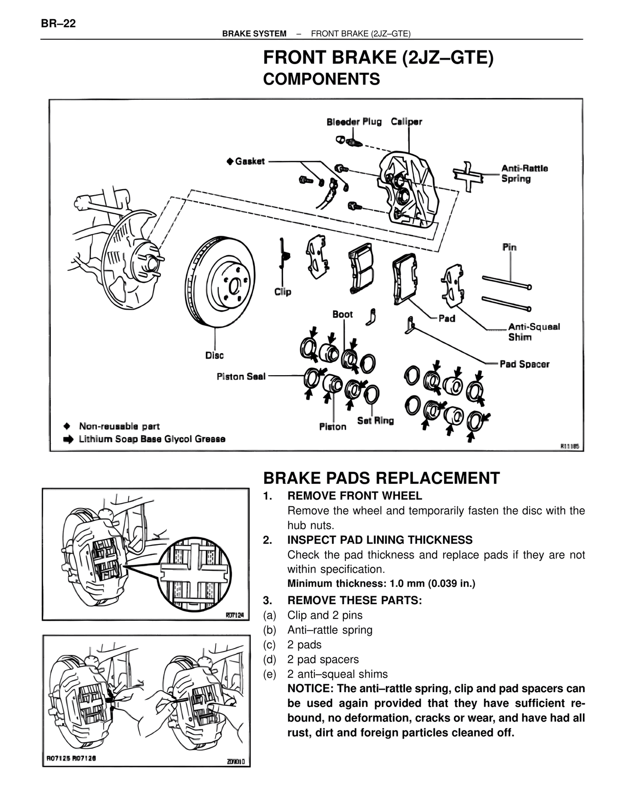 Front Brake (2JZ–GTE) Components — MK4 Supra Brakes, ABS & TRAC Systems, page 22