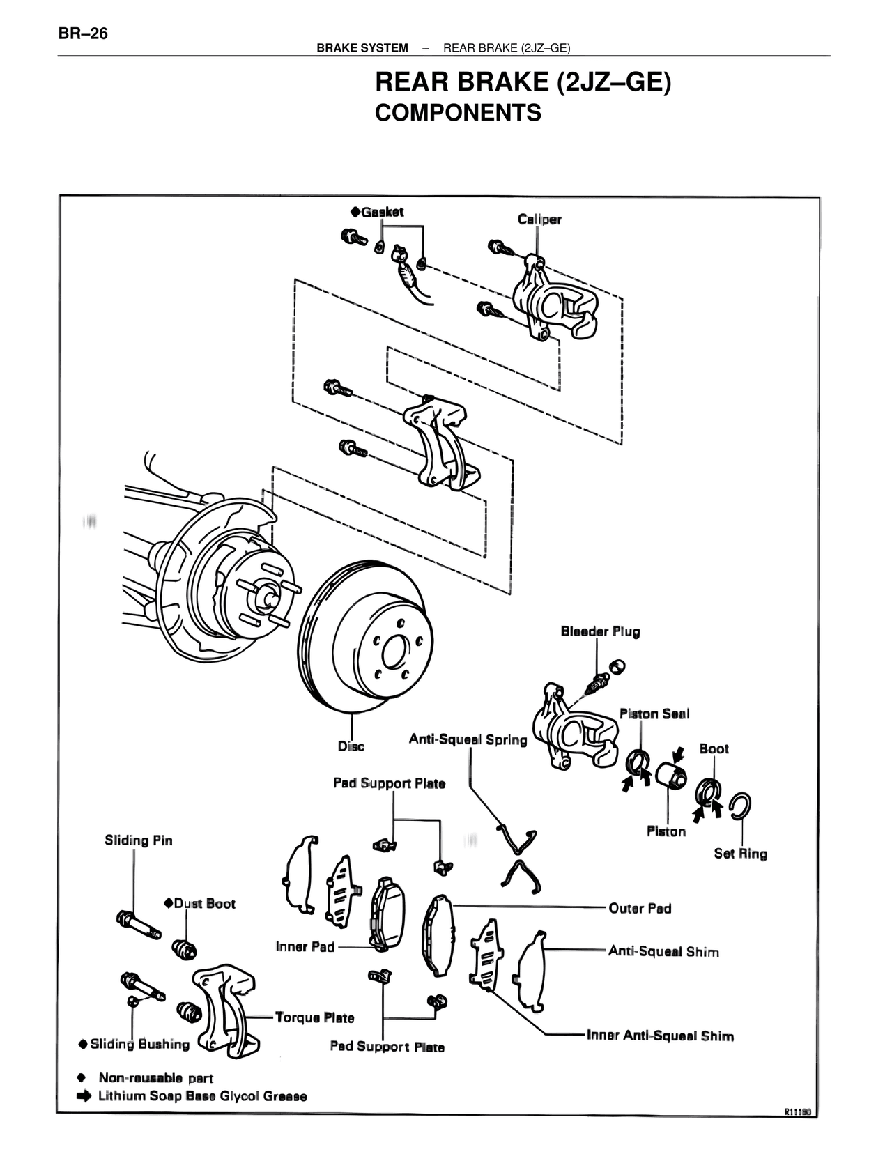Rear Brake (2JZ–GE) Components — MK4 Supra Brakes, ABS & TRAC Systems, page 26
