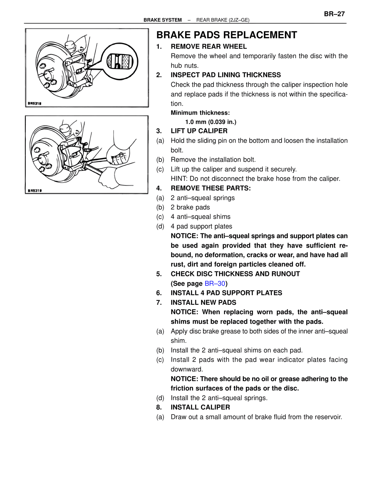 Brake Pads Replacement — MK4 Supra Brakes, ABS & TRAC Systems, page 27