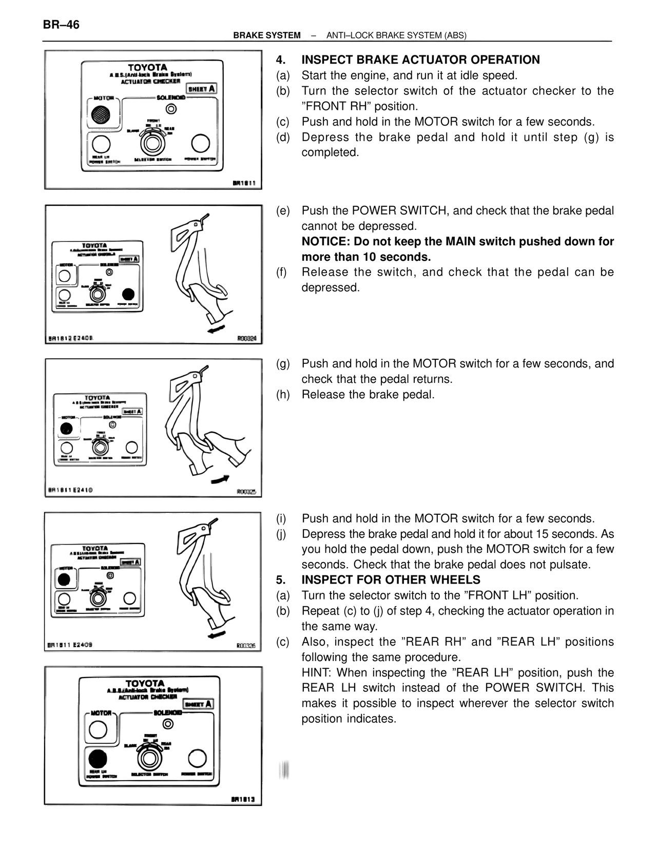 Inspect Brake Actuator Operation — MK4 Supra Brakes, ABS & TRAC Systems, page 46