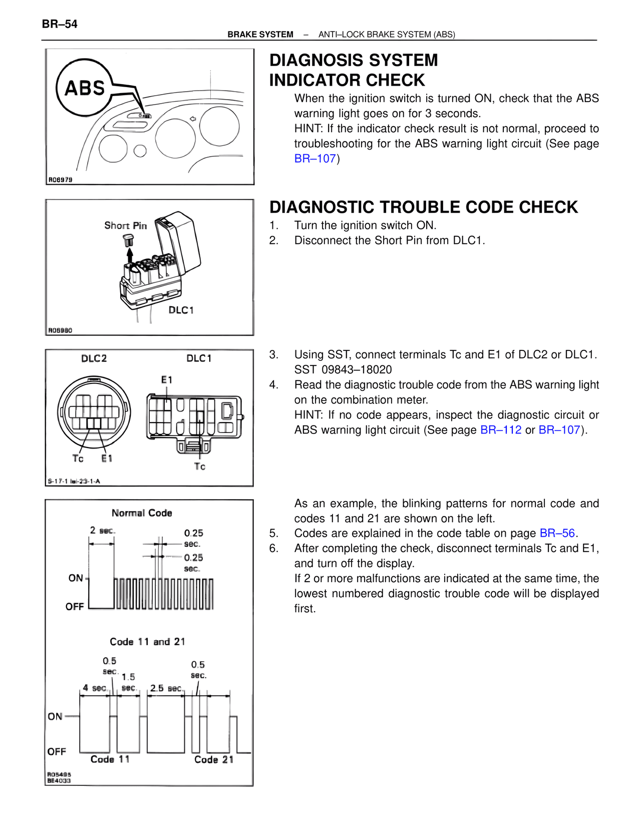 Diagnosis System Indicator Check — MK4 Supra Brakes, ABS & TRAC Systems, page 54