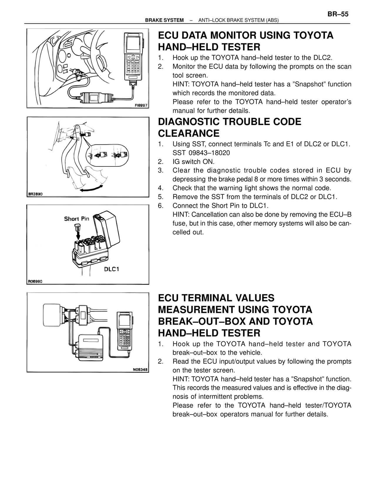 ECU Data Monitor Using Toyota Hand–held Tester — MK4 Supra Brakes, ABS & TRAC Systems, page 55