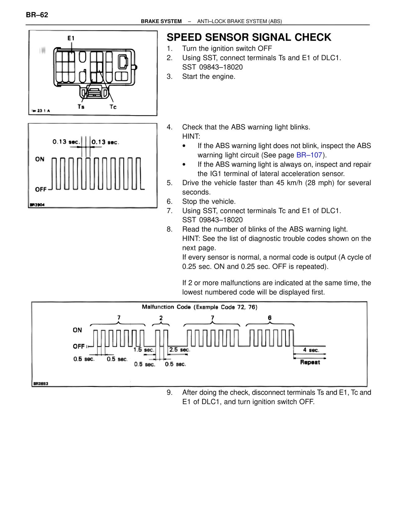 Speed Sensor Signal Check — MK4 Supra Brakes, ABS & TRAC Systems, page 62