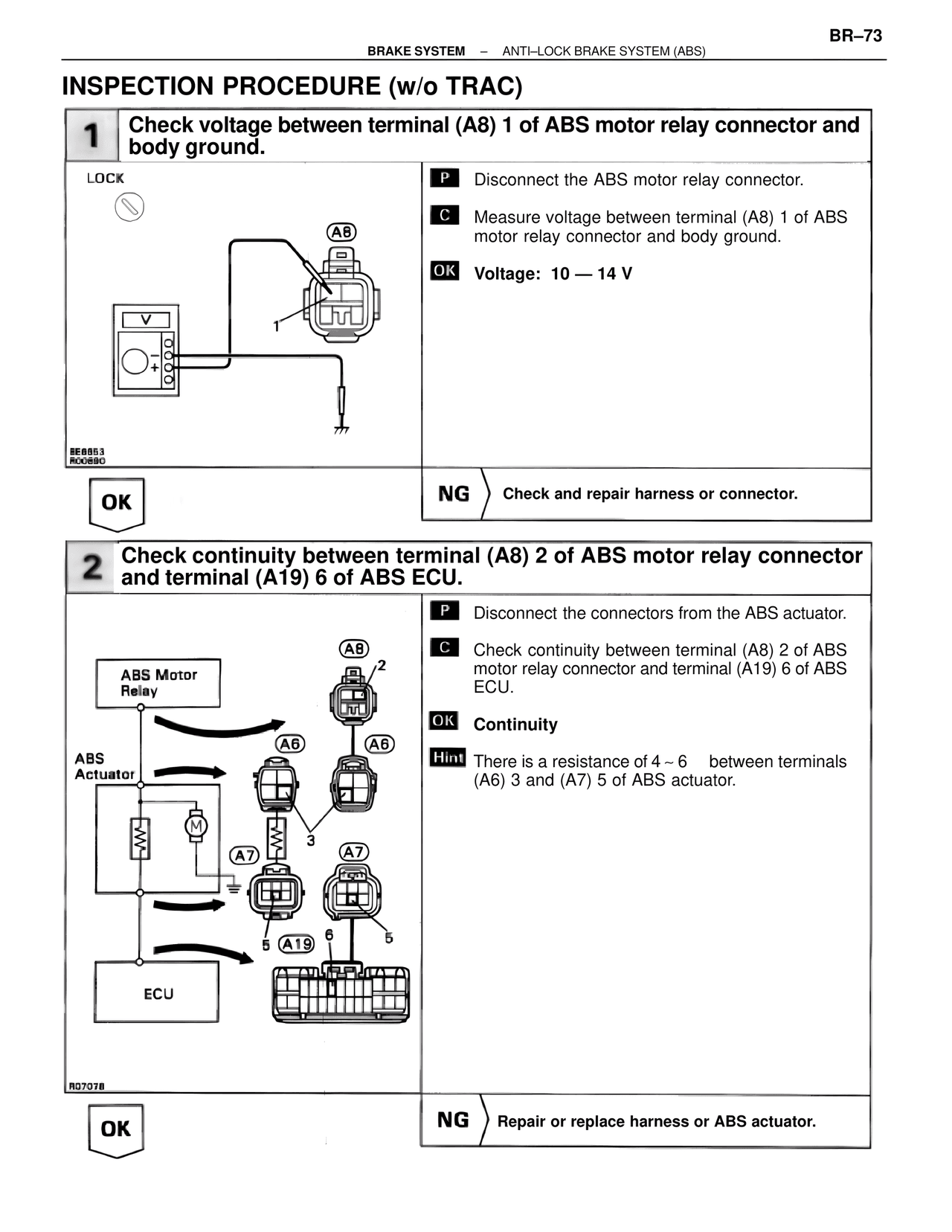 Inspection Procedure (w/o TRAC) — MK4 Supra Brakes, ABS & TRAC Systems, page 73