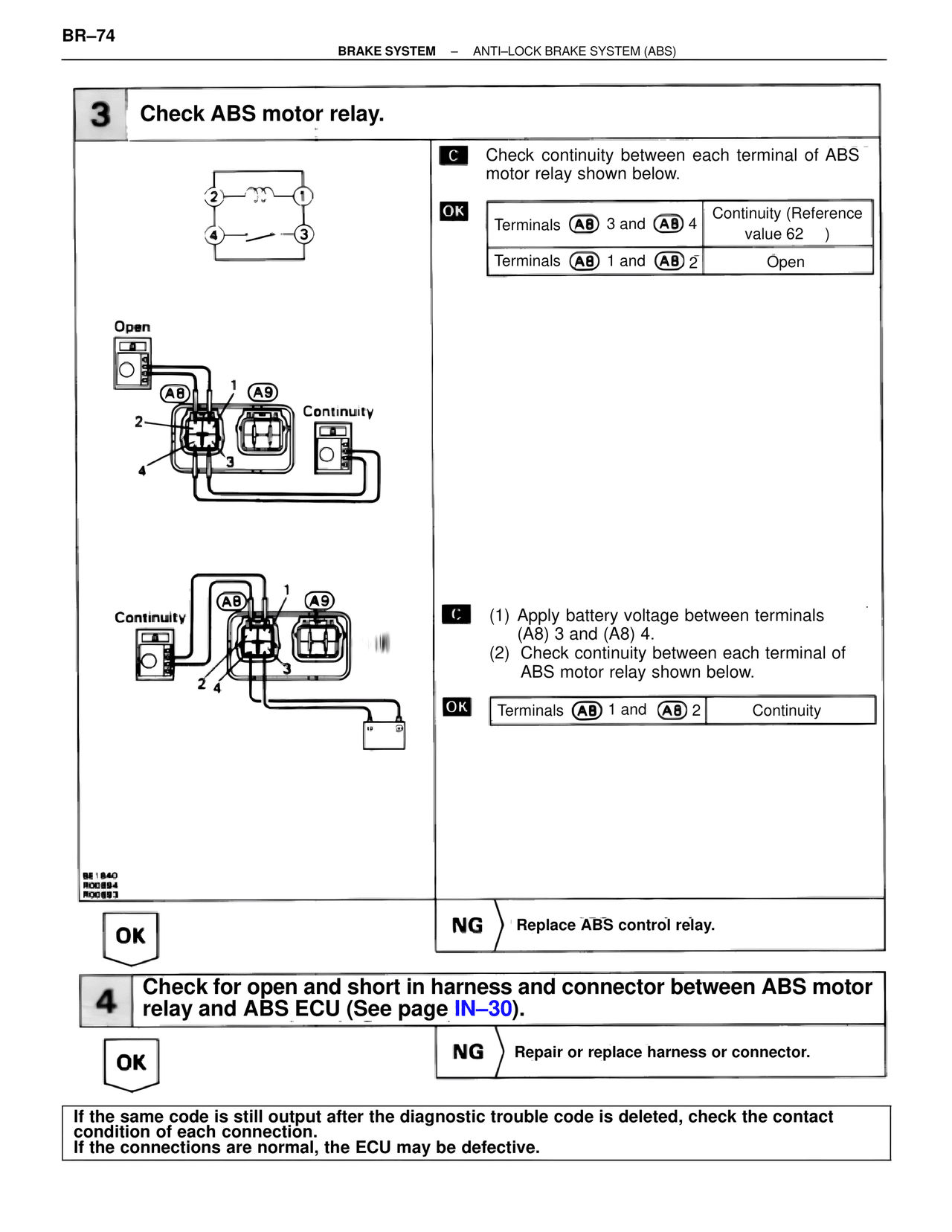 Check ABS motor relay. — MK4 Supra Brakes, ABS & TRAC Systems, page 74
