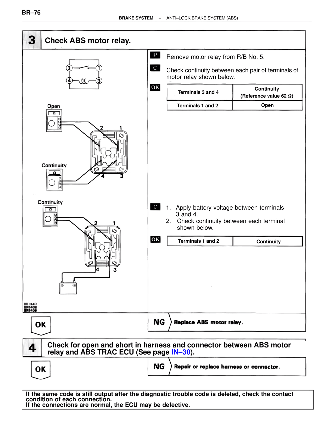 Check ABS motor relay. — MK4 Supra Brakes, ABS & TRAC Systems, page 76