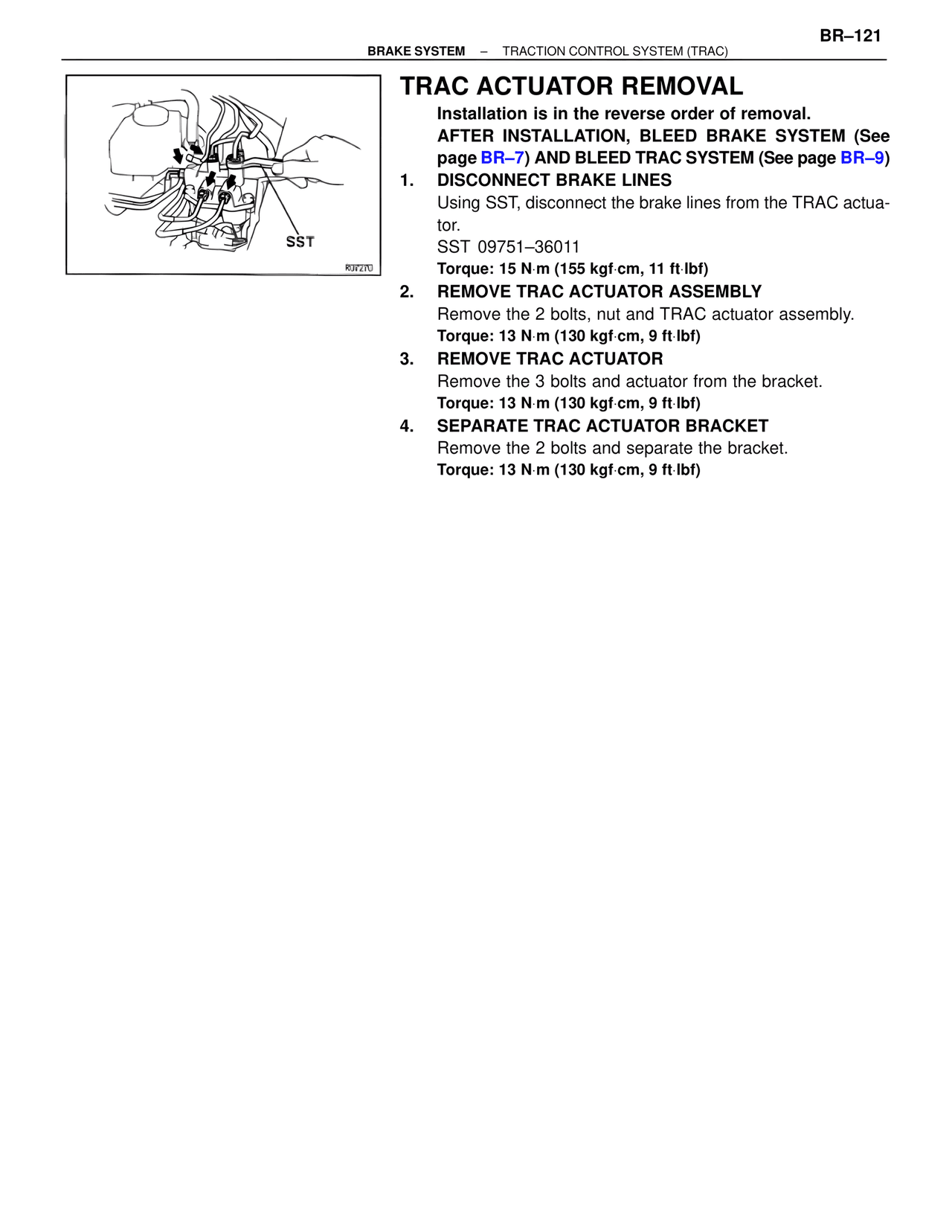 TRAC Actuator Removal — MK4 Supra Brakes, ABS & TRAC Systems, page 121