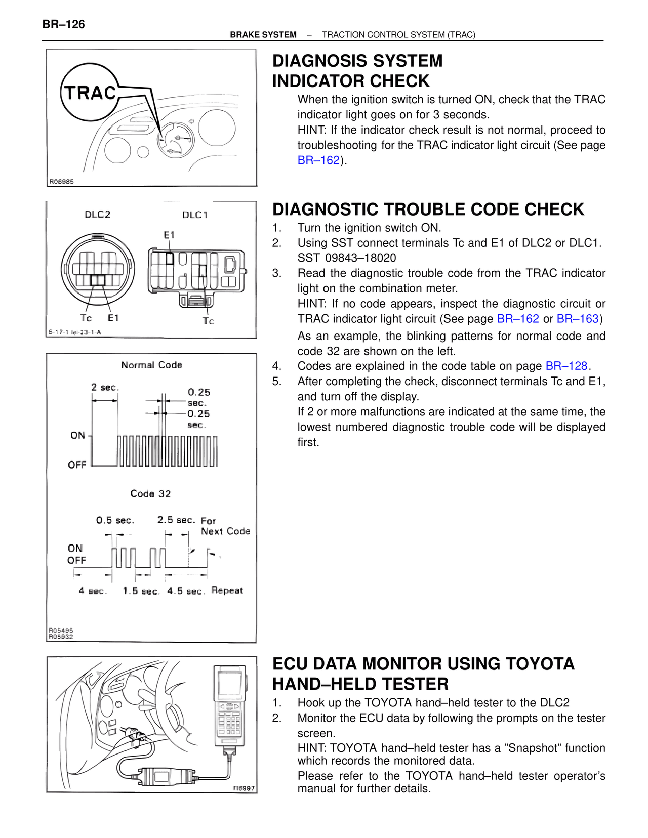 Diagnosis System Indicator Check — MK4 Supra Brakes, ABS & TRAC Systems, page 126