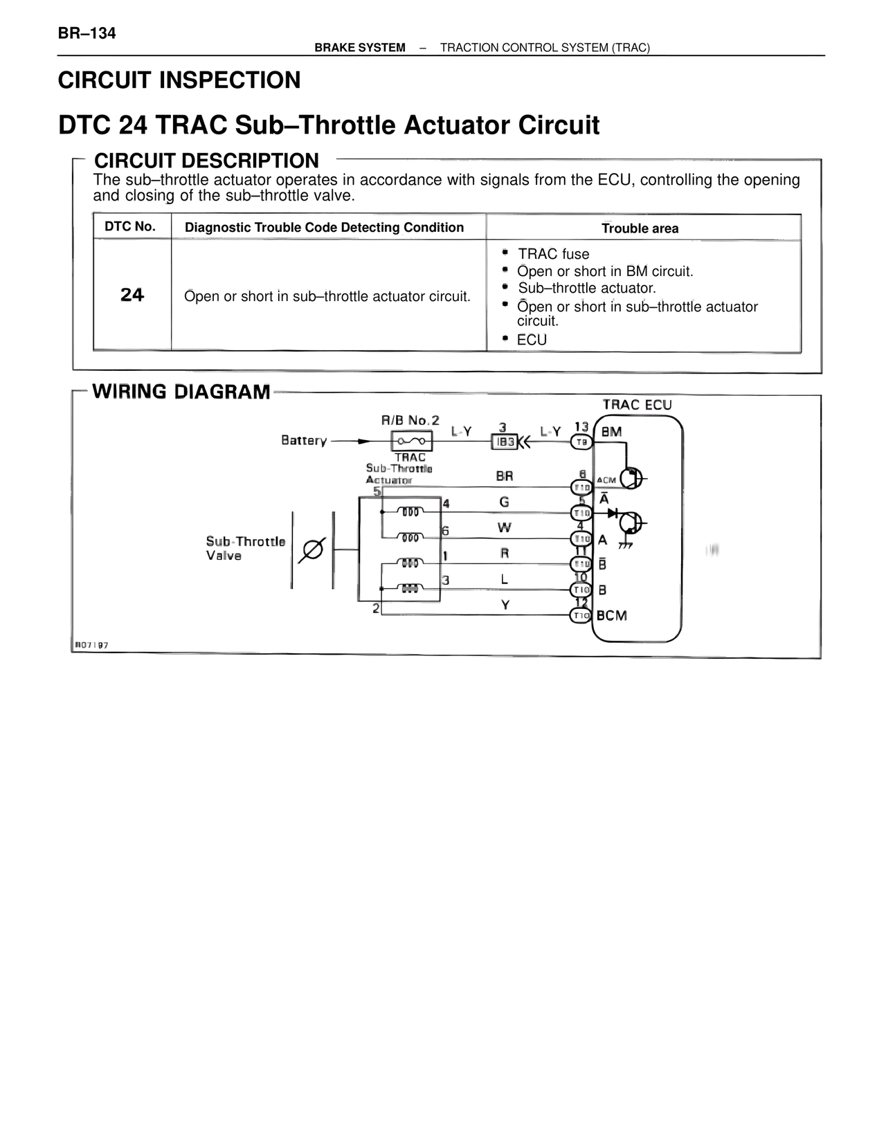 Dtc 24 TRAC Sub–Throttle Actuator Circuit — MK4 Supra Brakes, ABS & TRAC Systems, page 134