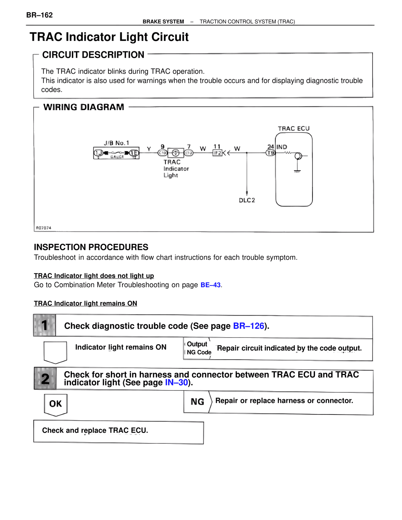 TRAC Indicator Light Circuit — MK4 Supra Brakes, ABS & TRAC Systems, page 162