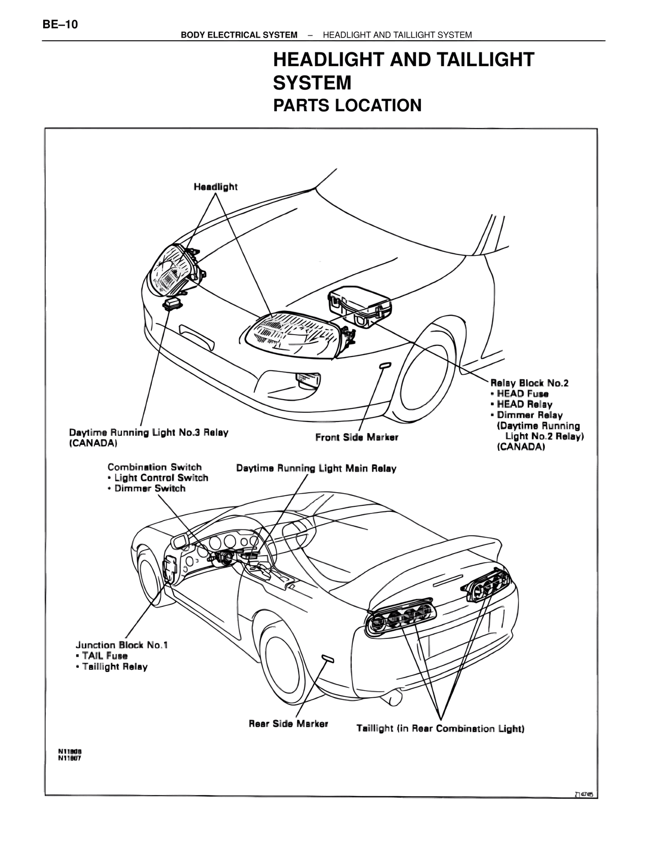 Headlight and Taillight System Parts Location — MK4 Supra Body Electrical Systems, page 10