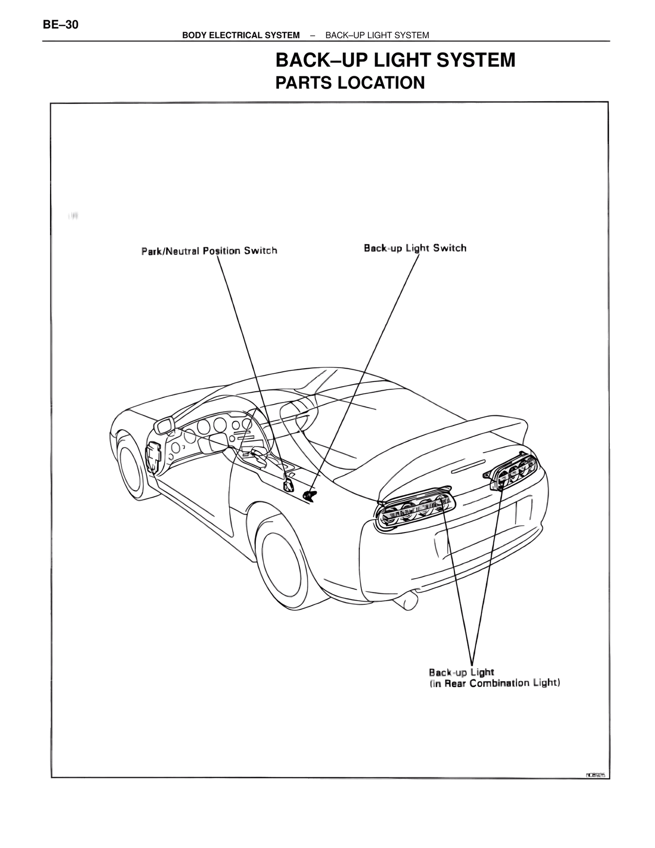 Back–up Light System Parts Location — MK4 Supra Body Electrical Systems, page 30