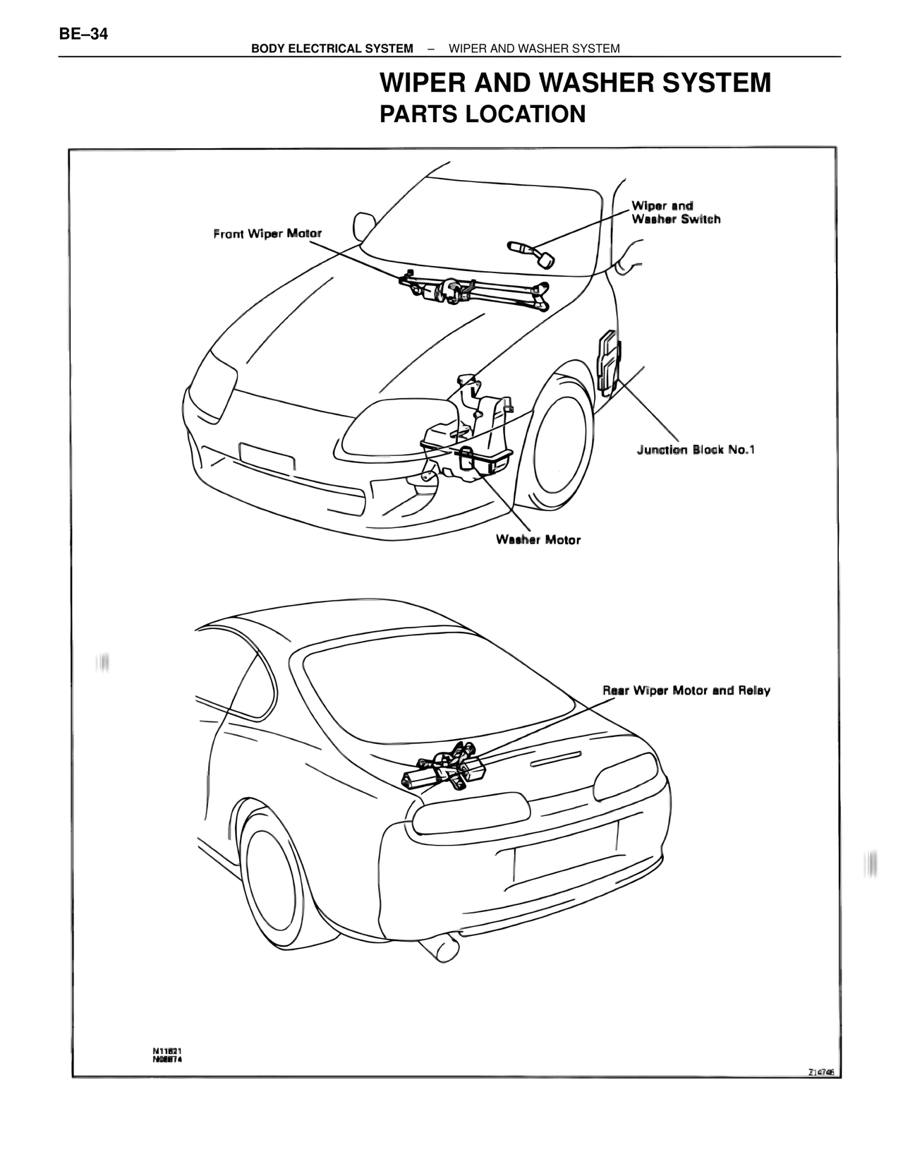 Wiper and Washer System Parts Location — MK4 Supra Body Electrical Systems, page 34