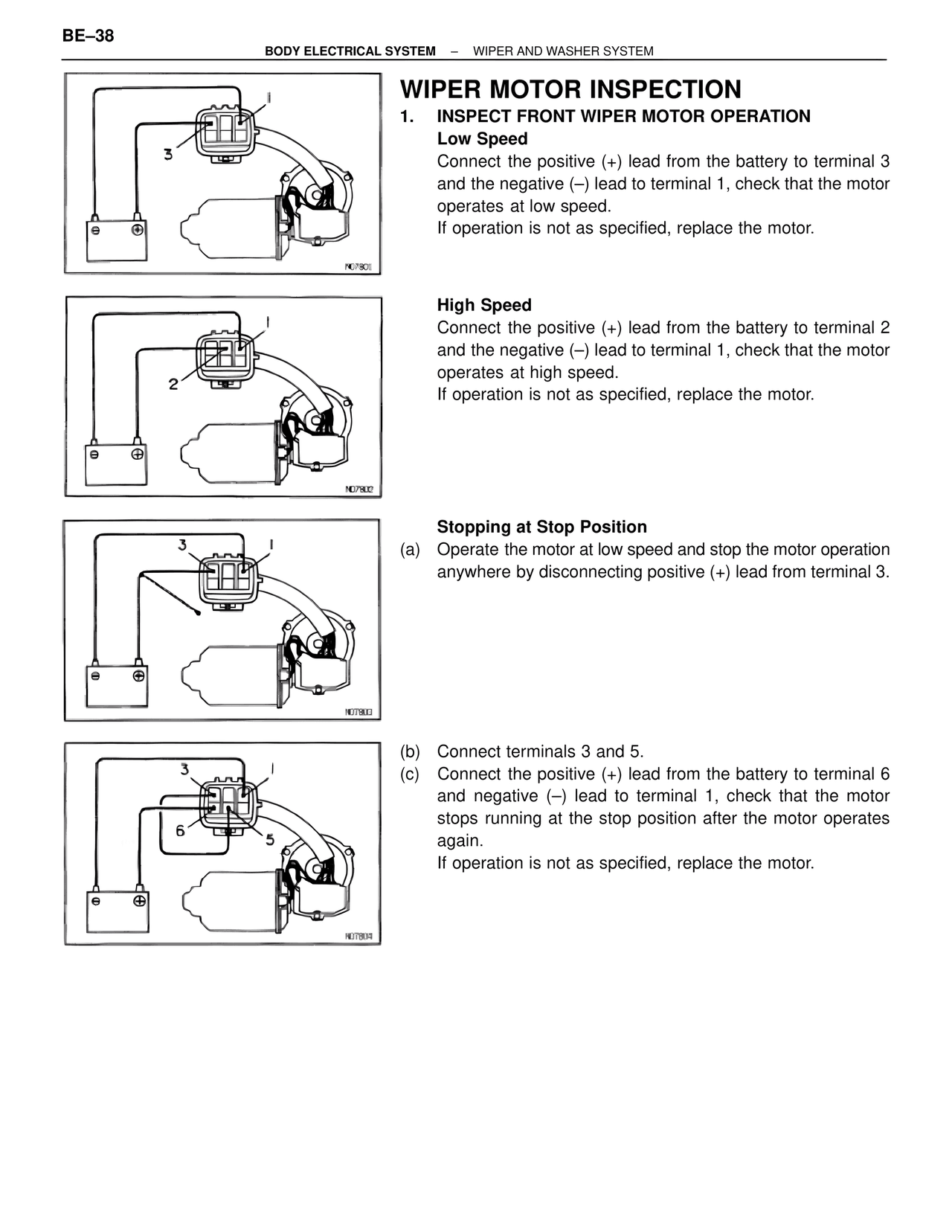 Wiper Motor Inspection — MK4 Supra Body Electrical Systems, page 38