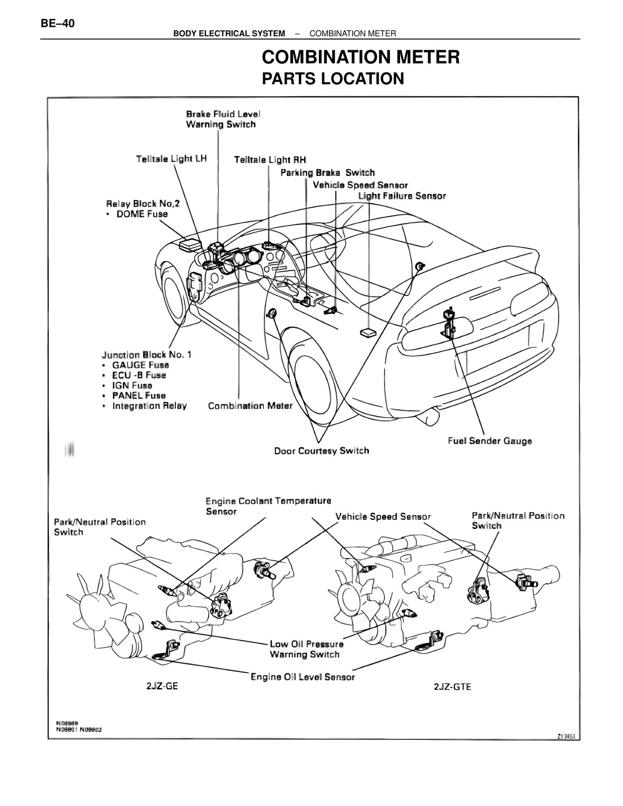 Combination Meter Parts Location — MK4 Supra Body Electrical Systems, page 40