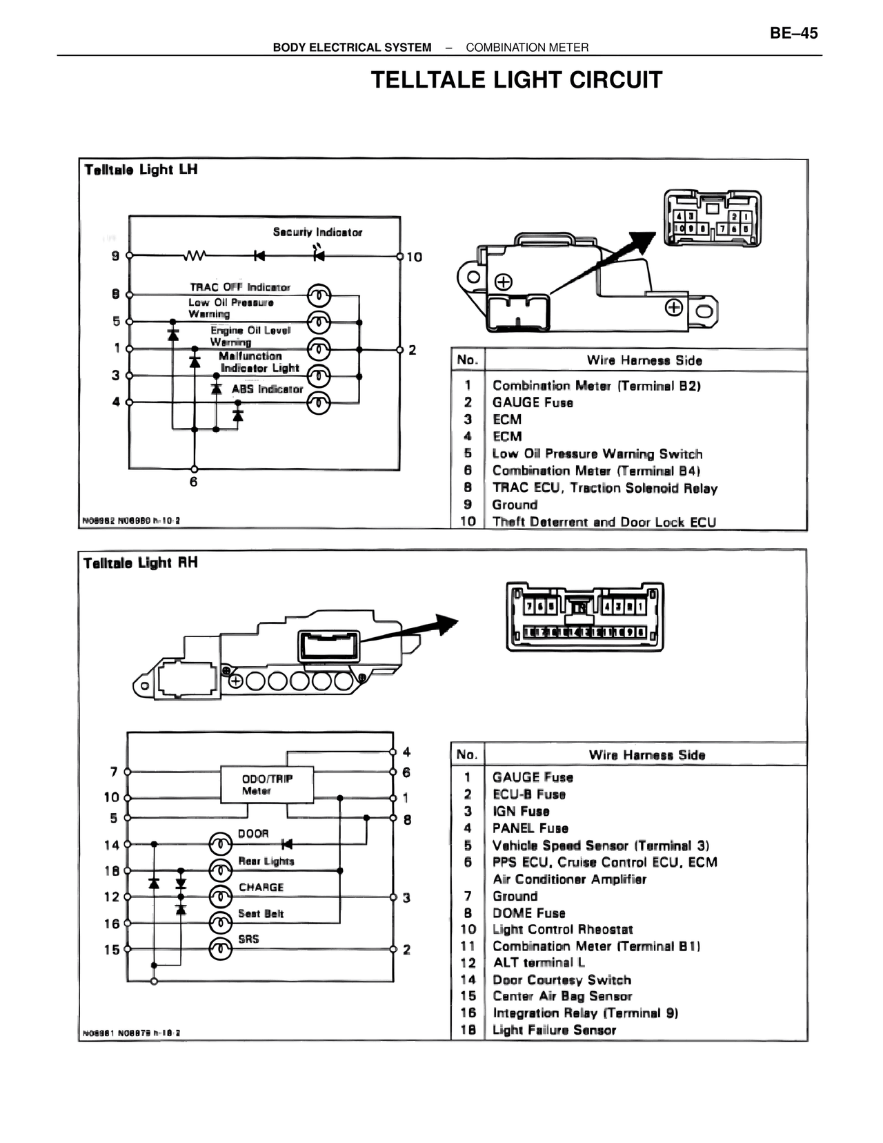 Telltale Light Circuit — MK4 Supra Body Electrical Systems, page 45