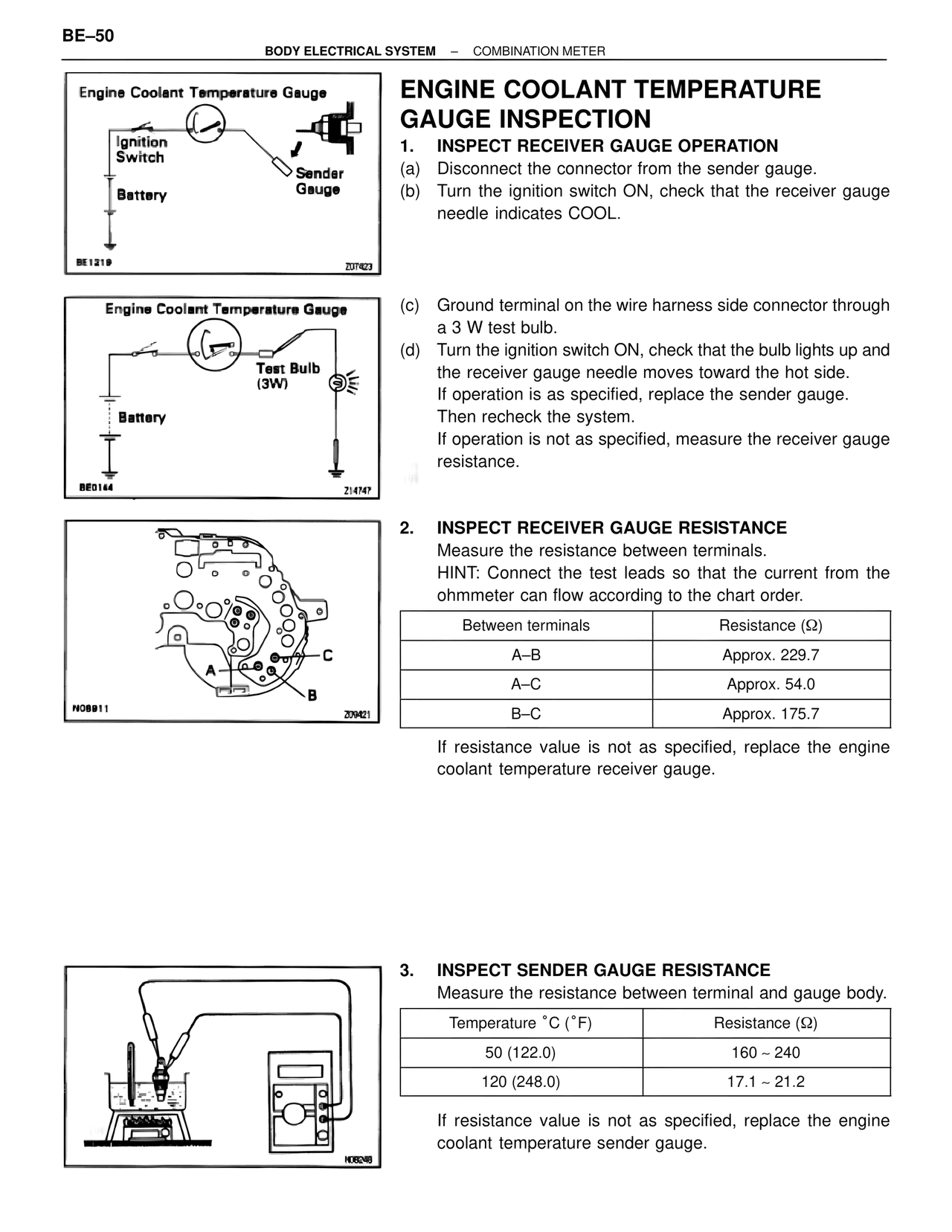 Engine Coolant Temperature Gauge Inspection — MK4 Supra Body Electrical Systems, page 50