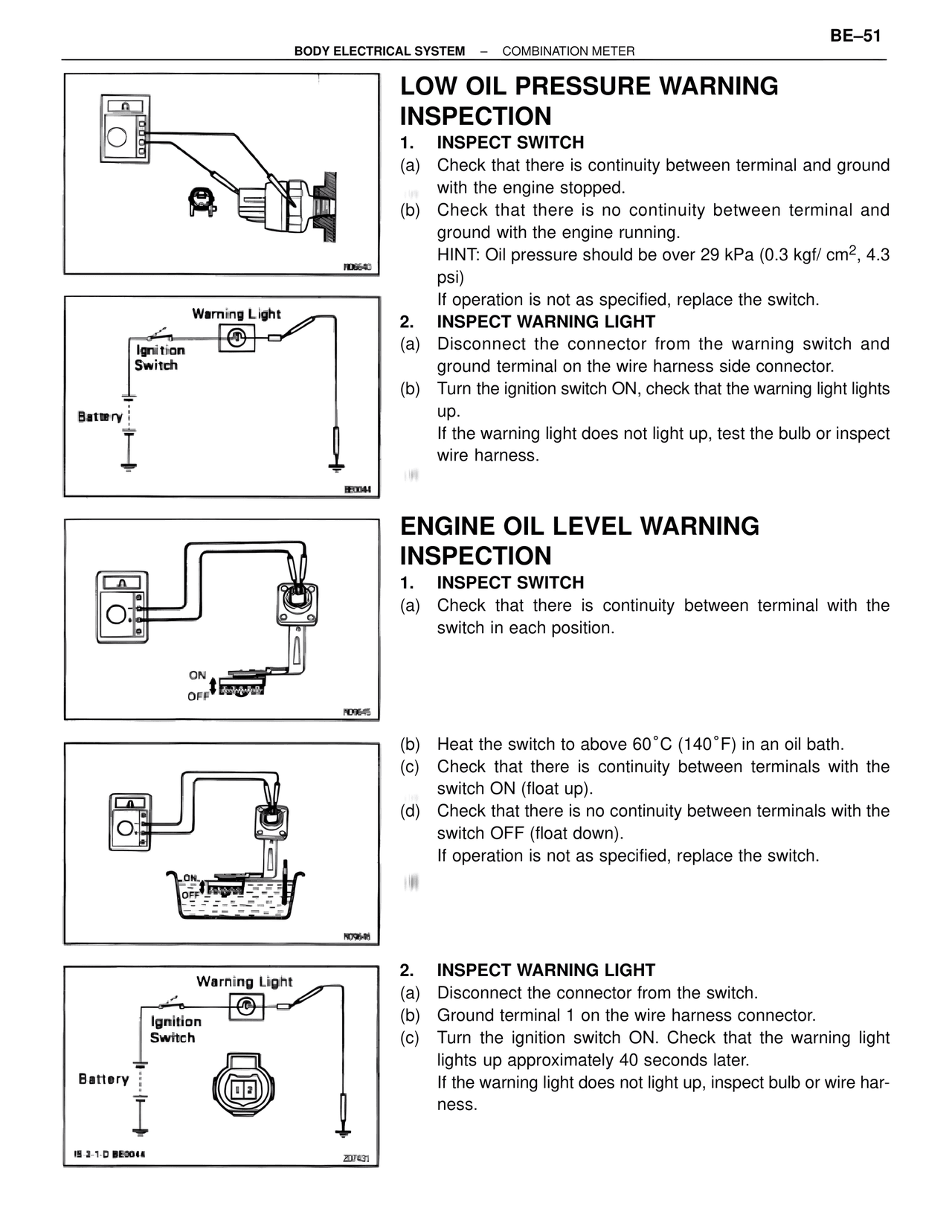 Low Oil Pressure Warning Inspection — MK4 Supra Body Electrical Systems, page 51