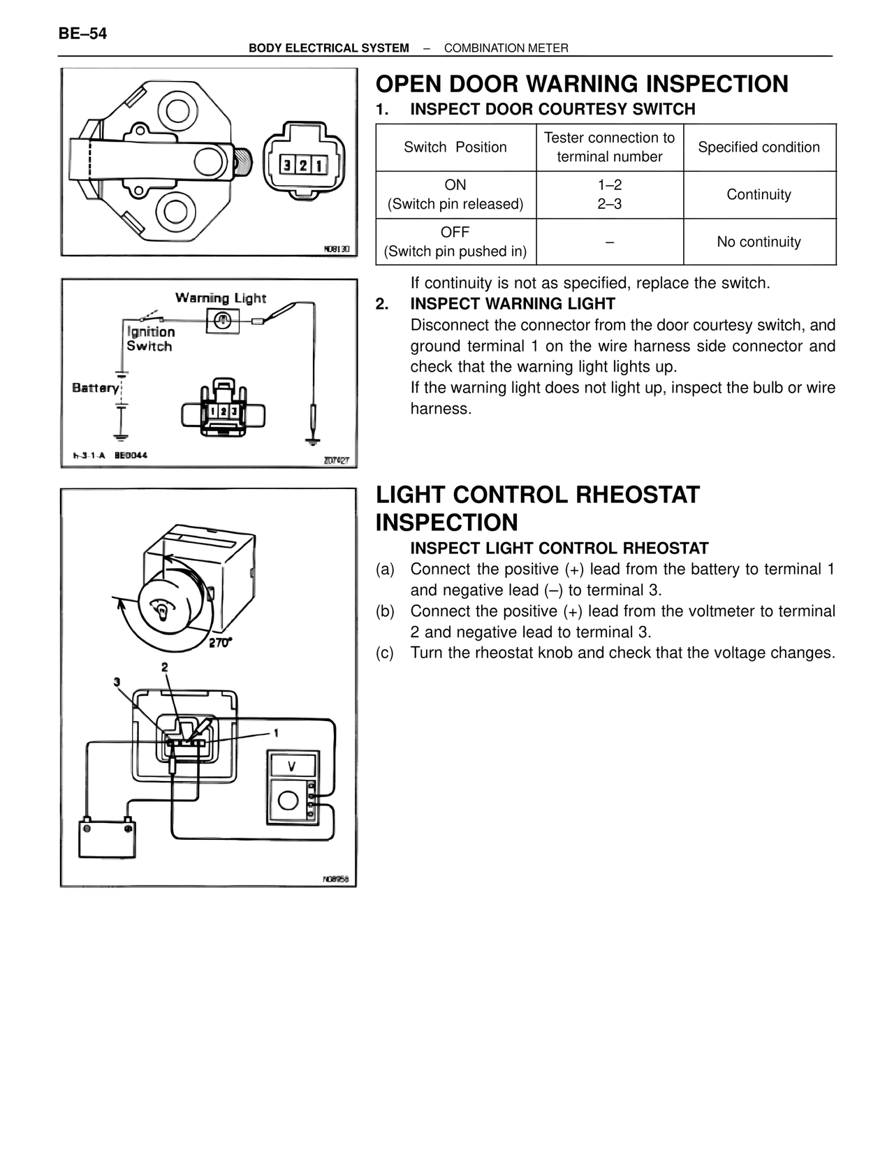 Open Door Warning Inspection — MK4 Supra Body Electrical Systems, page 54