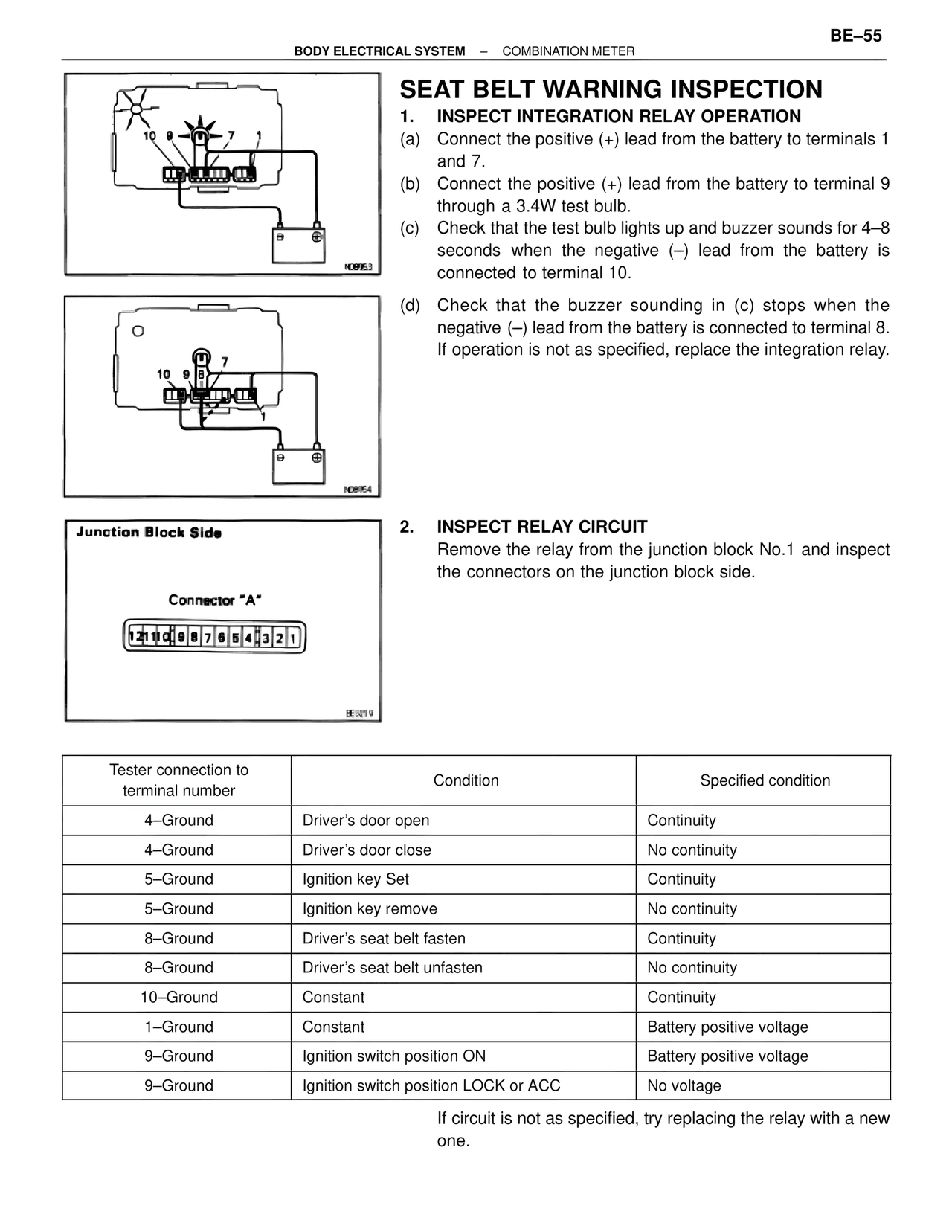 Seat Belt Warning Inspection — MK4 Supra Body Electrical Systems, page 55