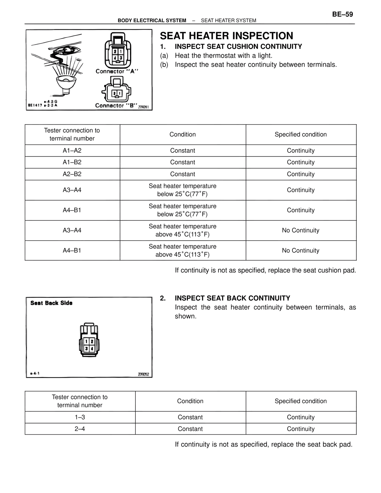 Seat Heater Inspection — MK4 Supra Body Electrical Systems, page 59