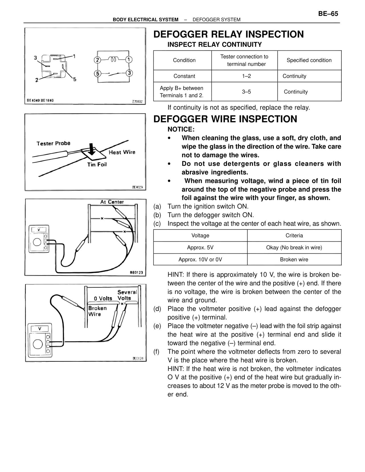 Defogger Relay Inspection — MK4 Supra Body Electrical Systems, page 65