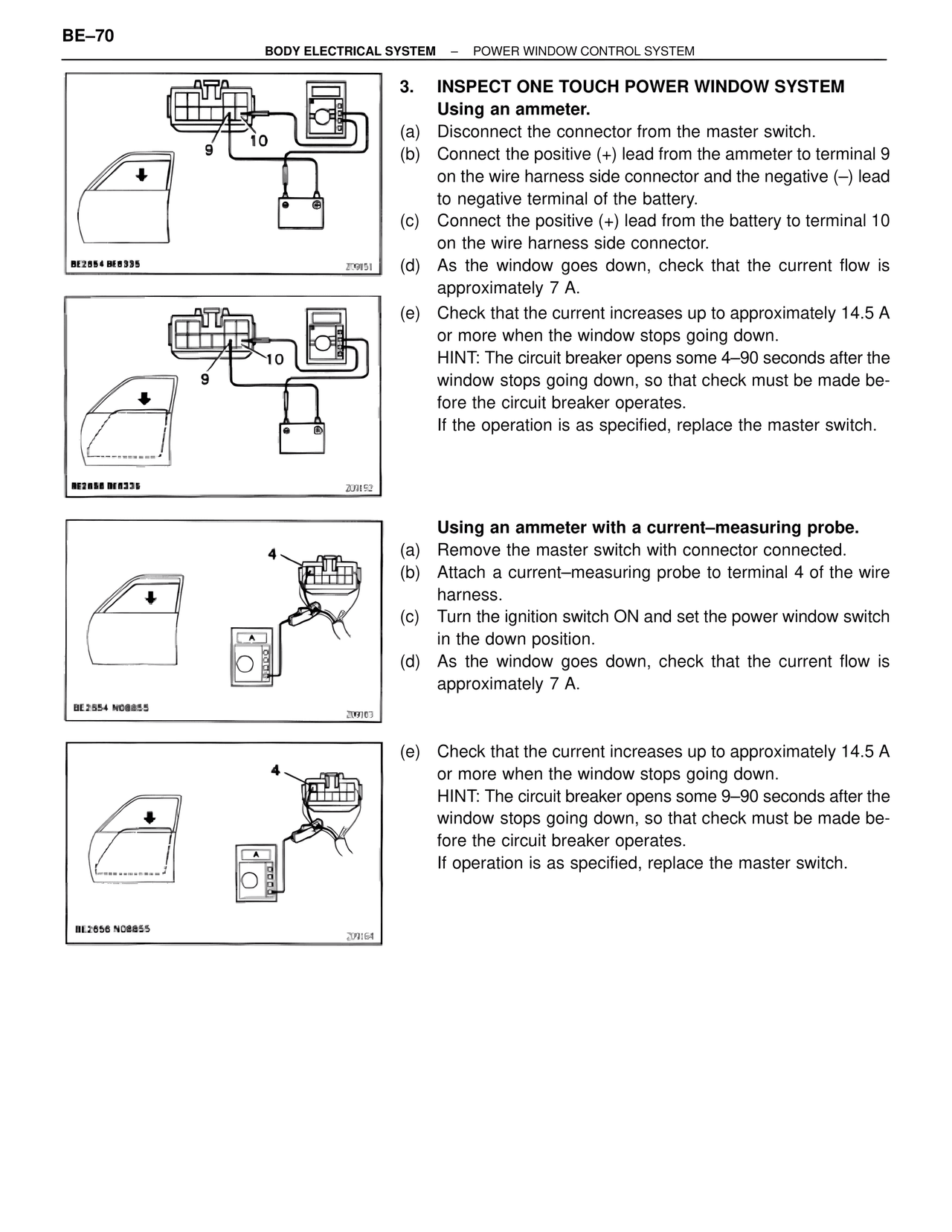 Inspect One Touch Power Window System — MK4 Supra Body Electrical Systems, page 70
