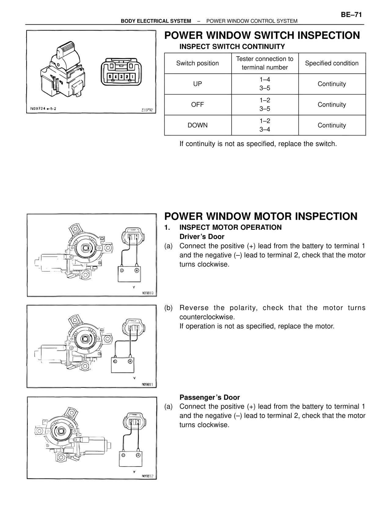 Power Window Switch Inspection — MK4 Supra Body Electrical Systems, page 71