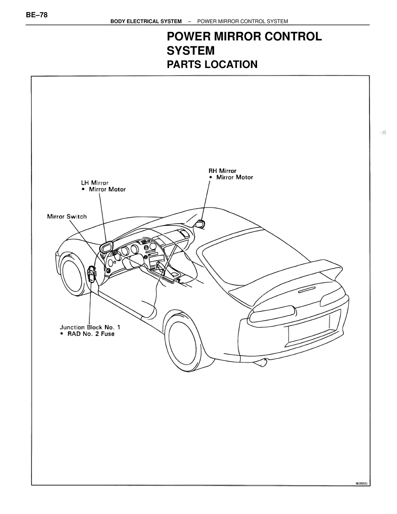 Power Mirror Control System Parts Location — MK4 Supra Body Electrical Systems, page 78