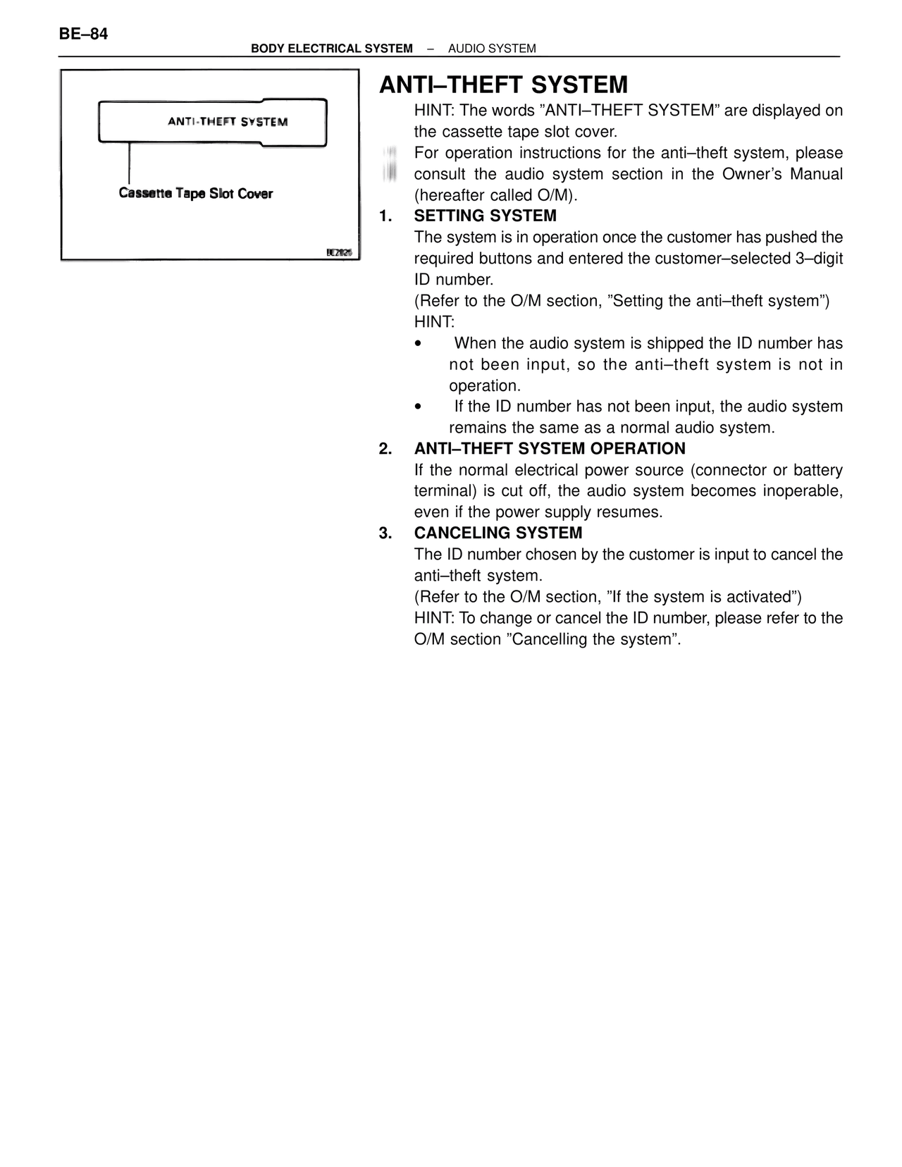 Anti–theft System — MK4 Supra Body Electrical Systems, page 84