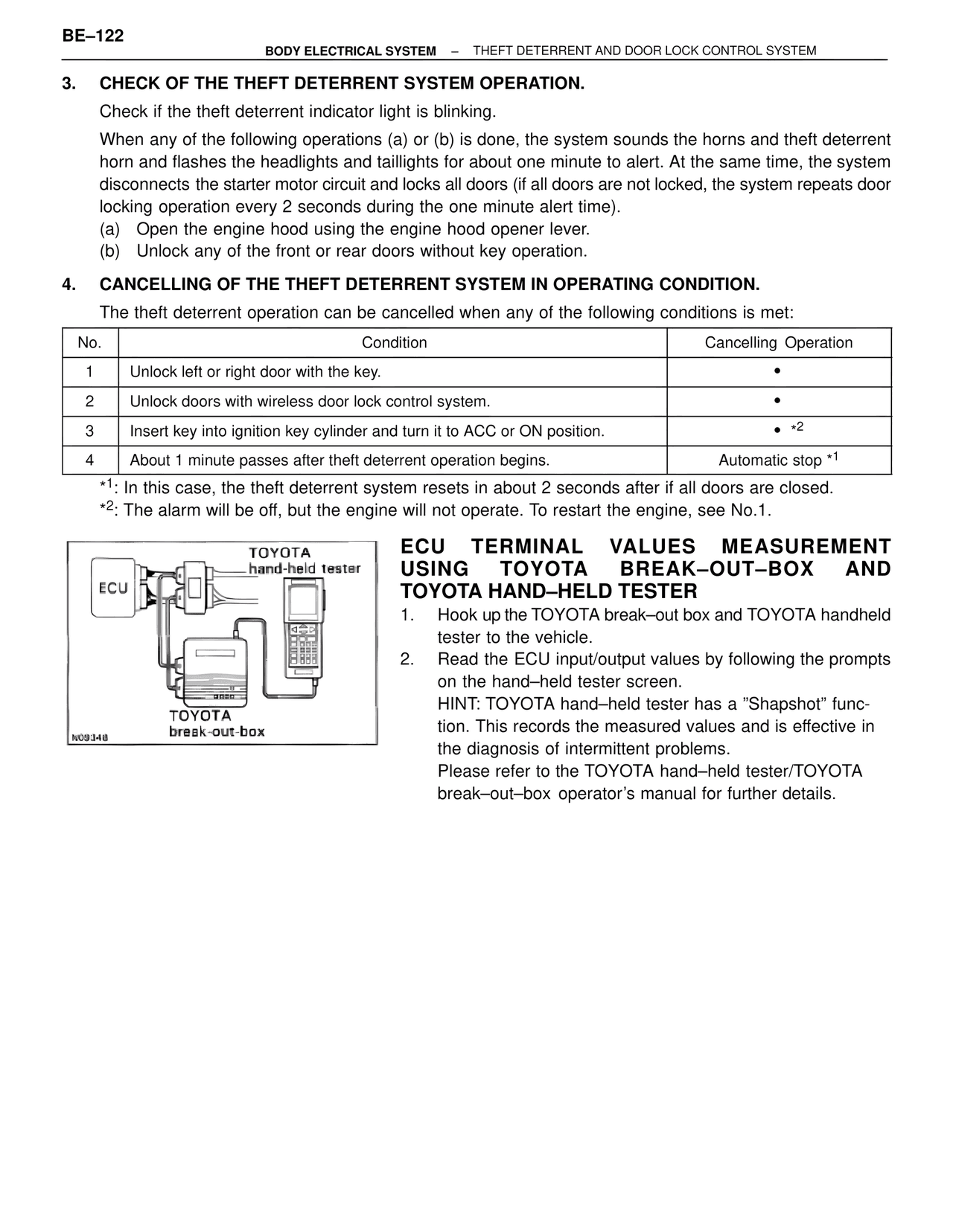 Check of the Theft Deterrent System Operation. — MK4 Supra Body Electrical Systems, page 122