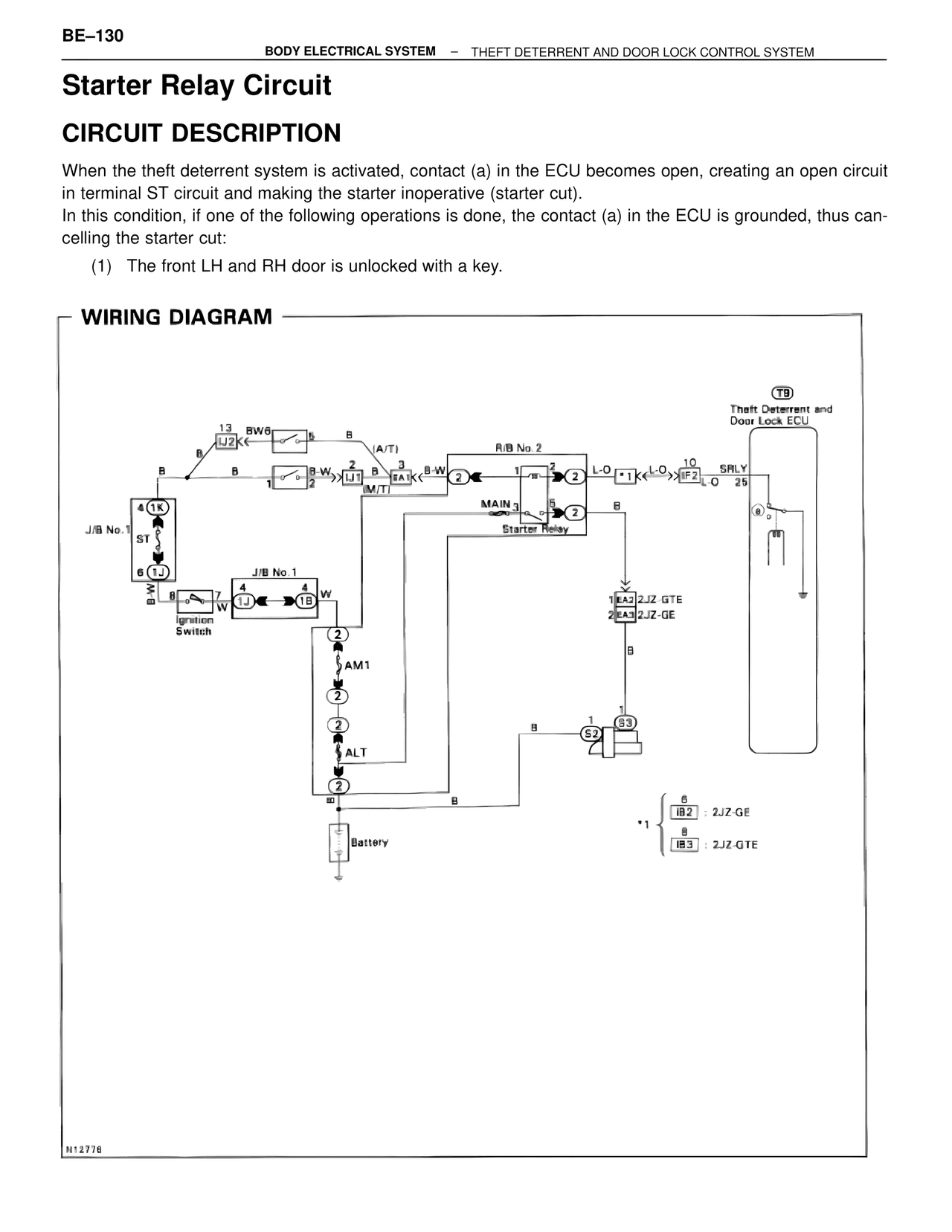 Starter Relay Circuit — MK4 Supra Body Electrical Systems, page 130