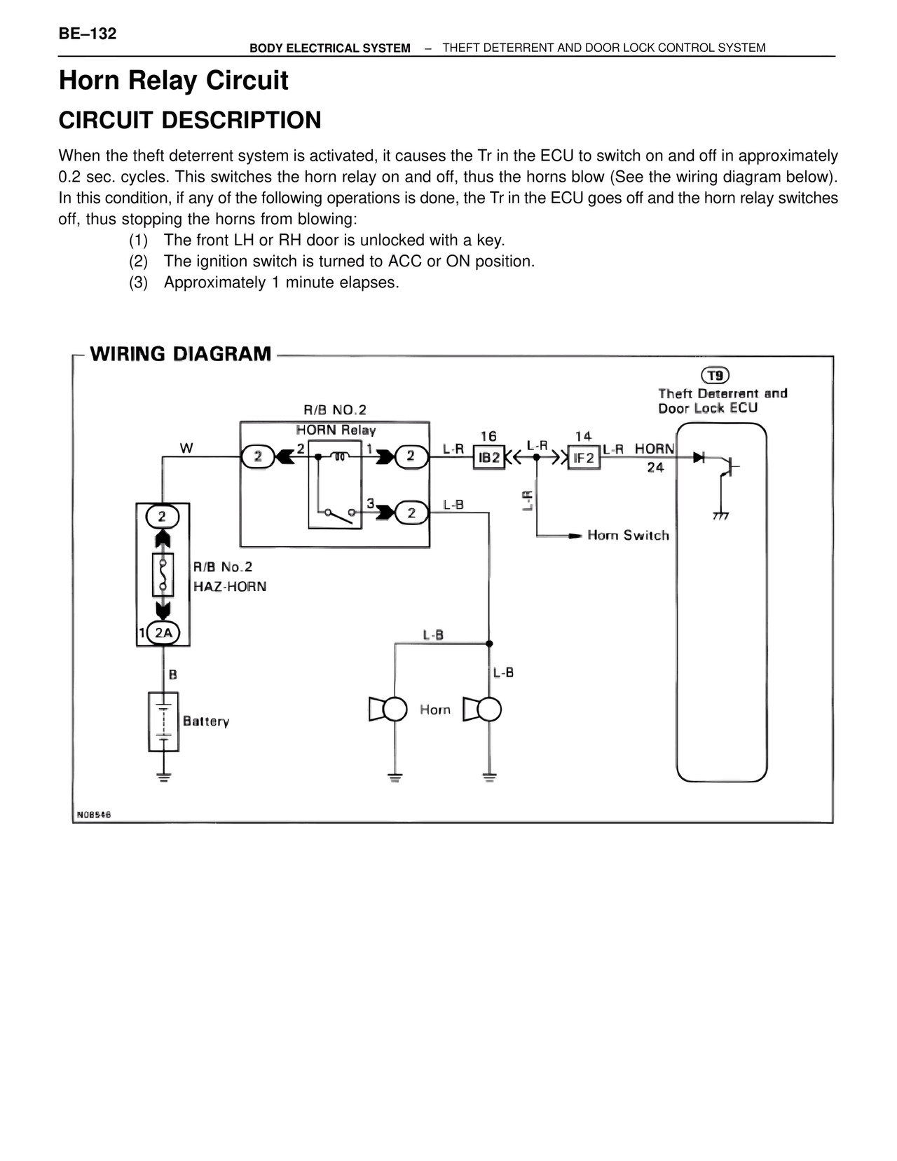 Horn Relay Circuit — MK4 Supra Body Electrical Systems, page 132