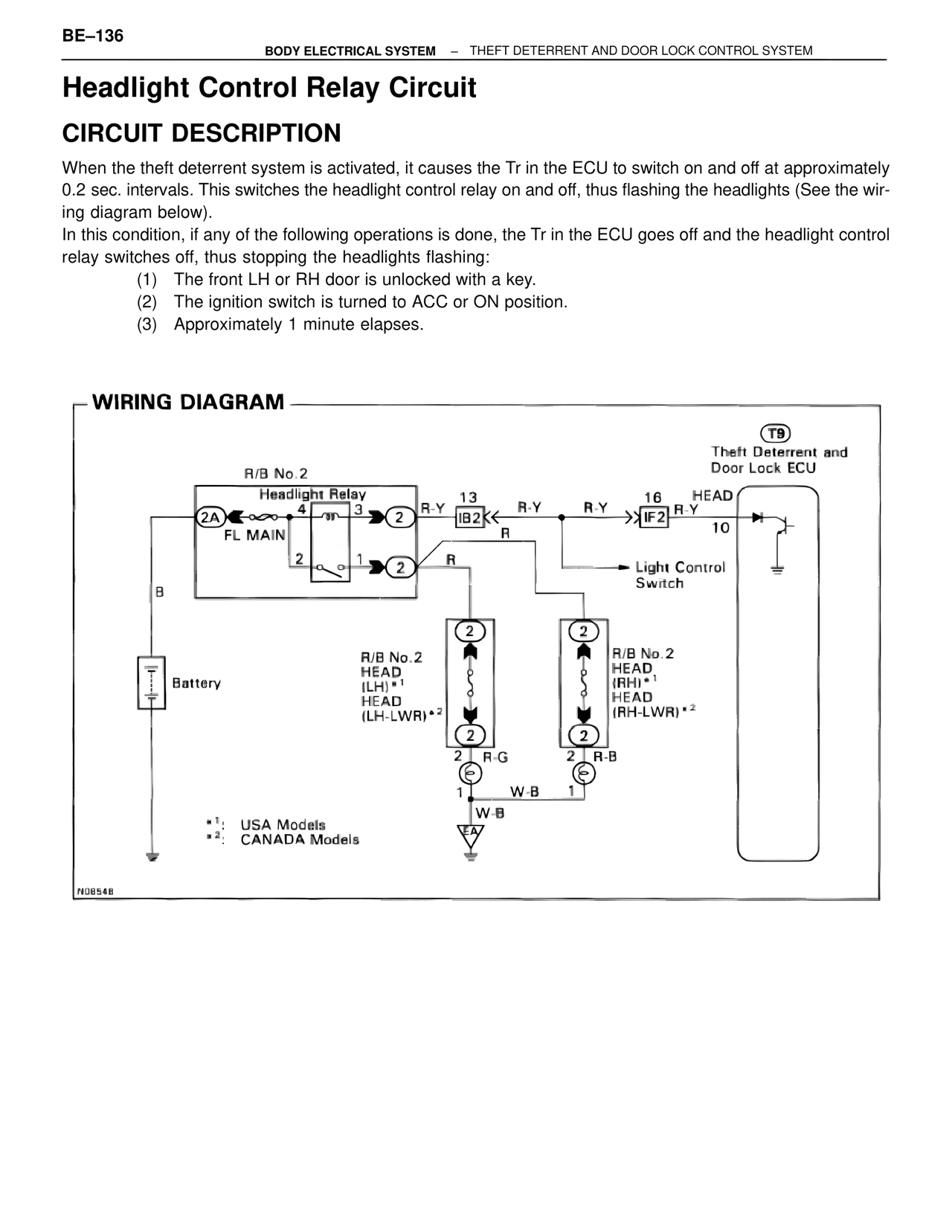 Headlight Control Relay Circuit — MK4 Supra Body Electrical Systems, page 136